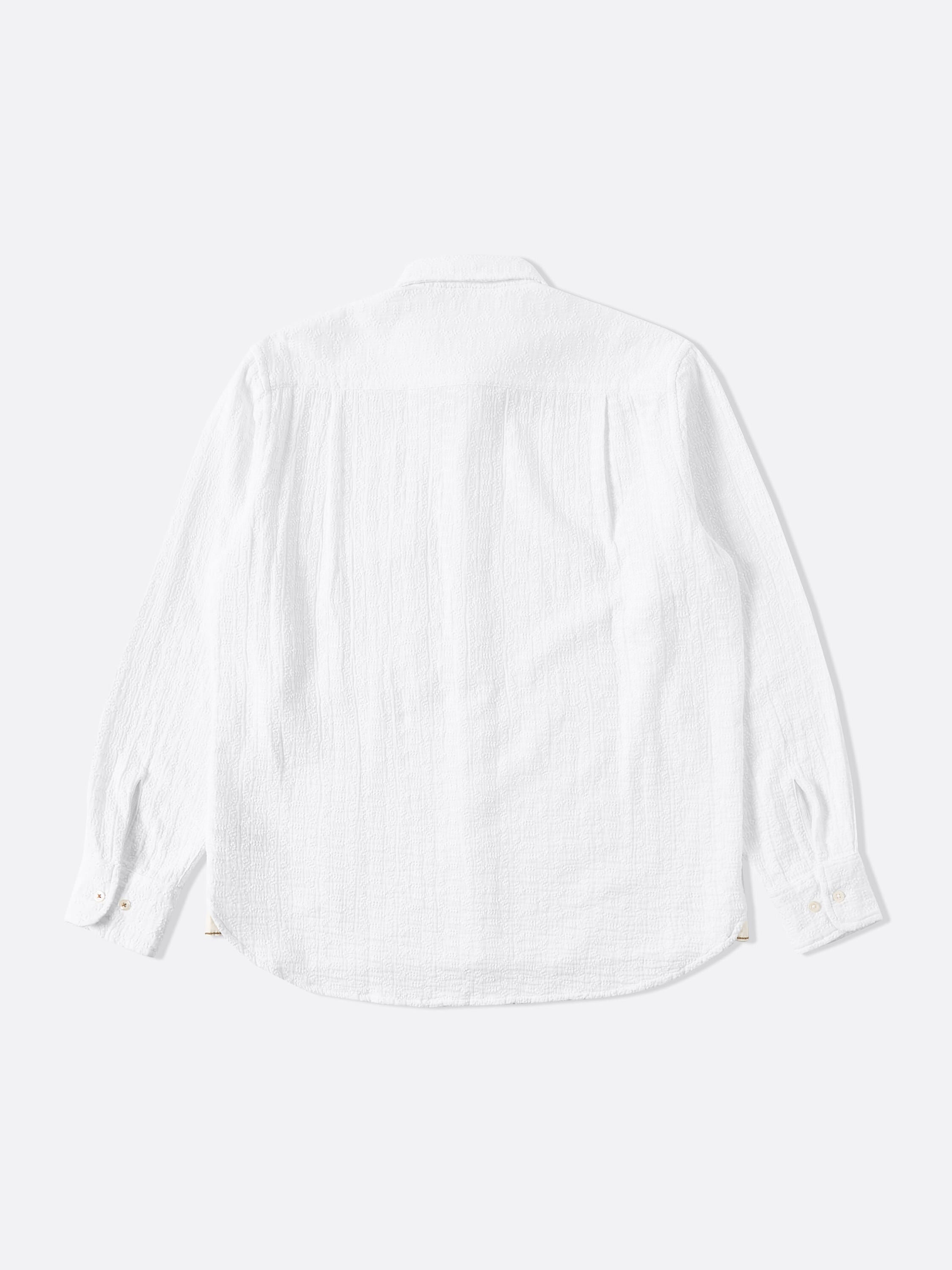 Universal Works Square Pocket Shirt in White Bobble Cotton