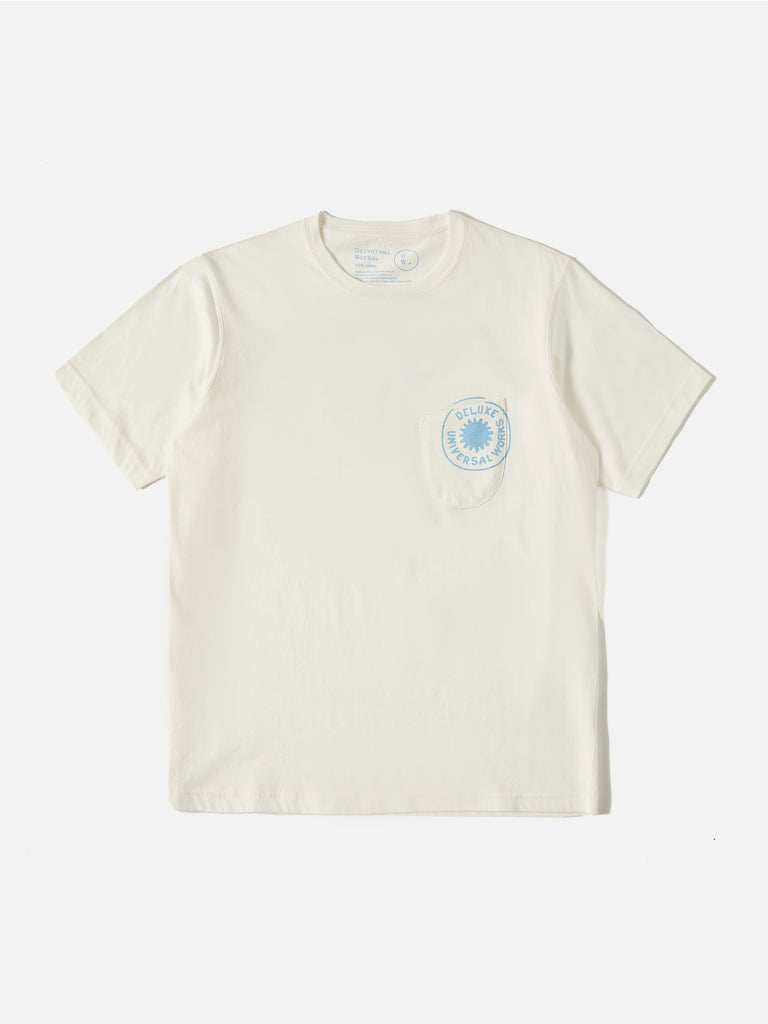 Universal Works Print Pocket Tee in Ecru Single Jersey Deluxe