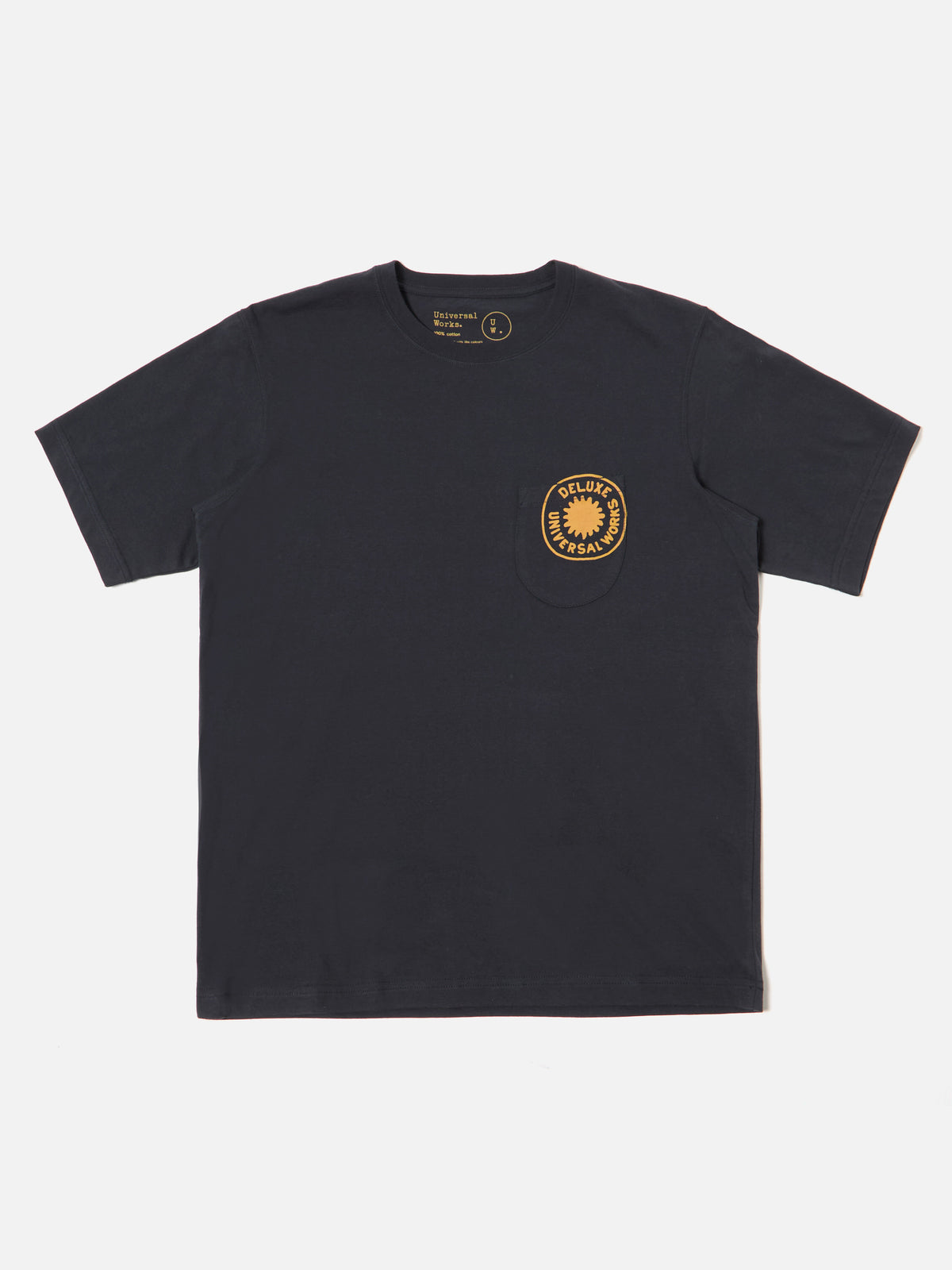 Universal Works Print Pocket Tee in Navy Single Jersey Deluxe