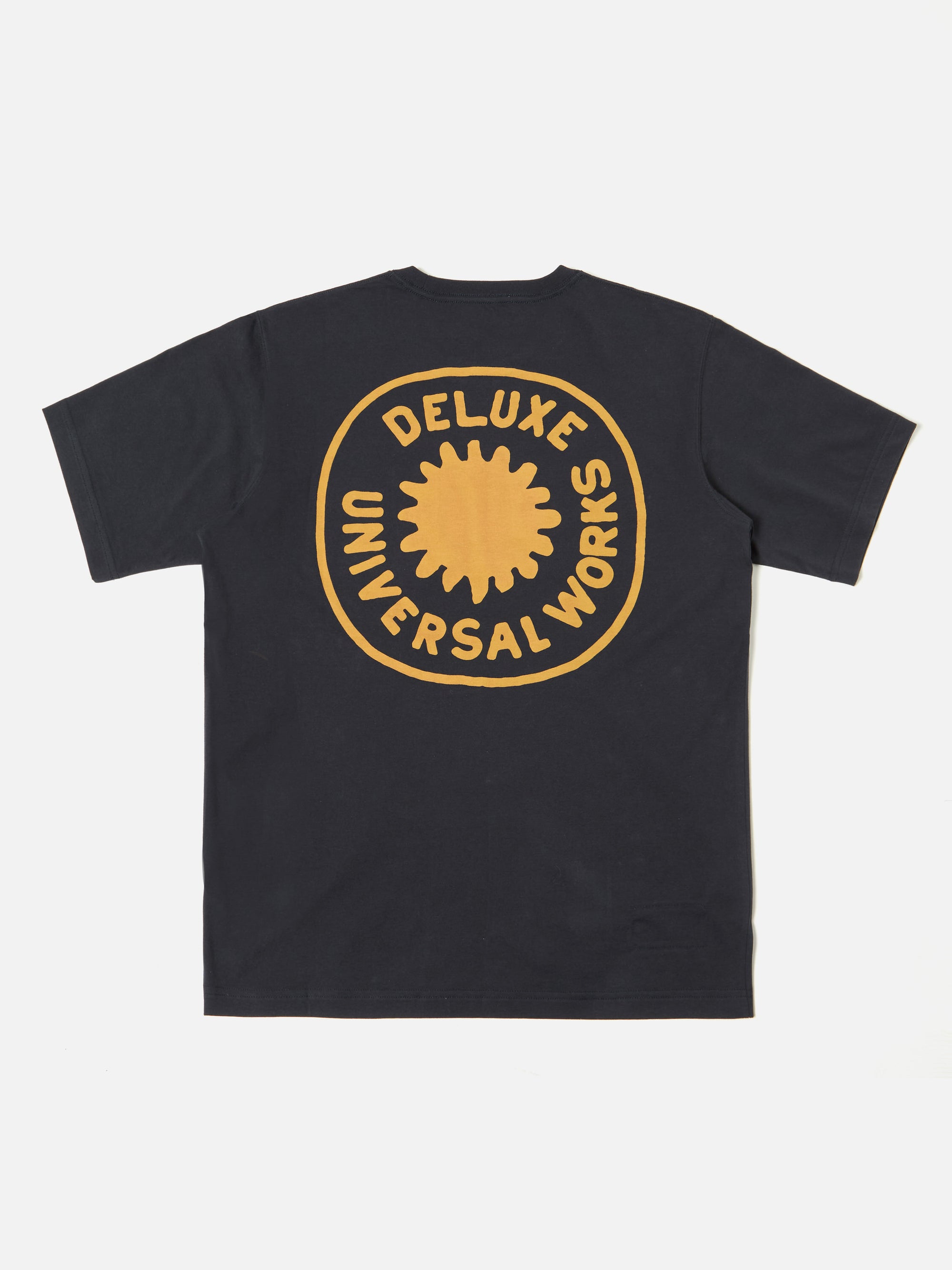 Universal Works Print Pocket Tee in Navy Single Jersey Deluxe