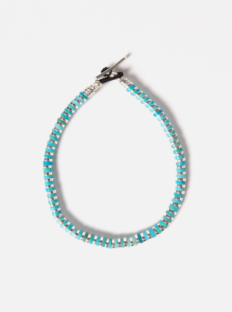 Mikia Heishi Bracelet in Turquoise/Hematite/Sterling Silver