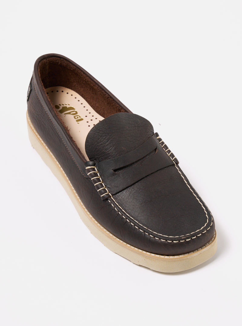 Yogi x Universal Works Rudy II in Dark Brown/Light Sole Tumbled Leather