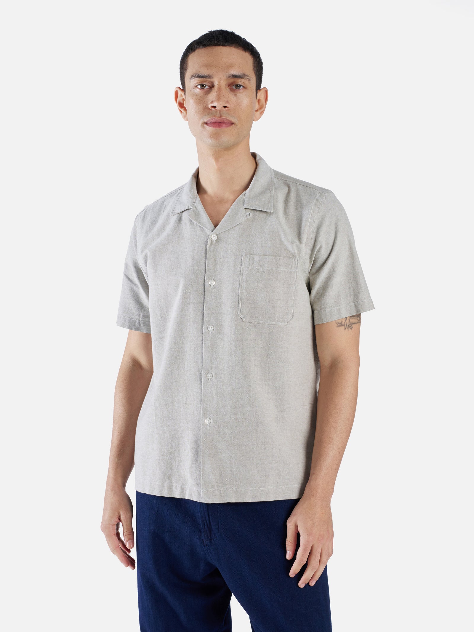 Universal Works Road Shirt in Olive Oxford Cotton