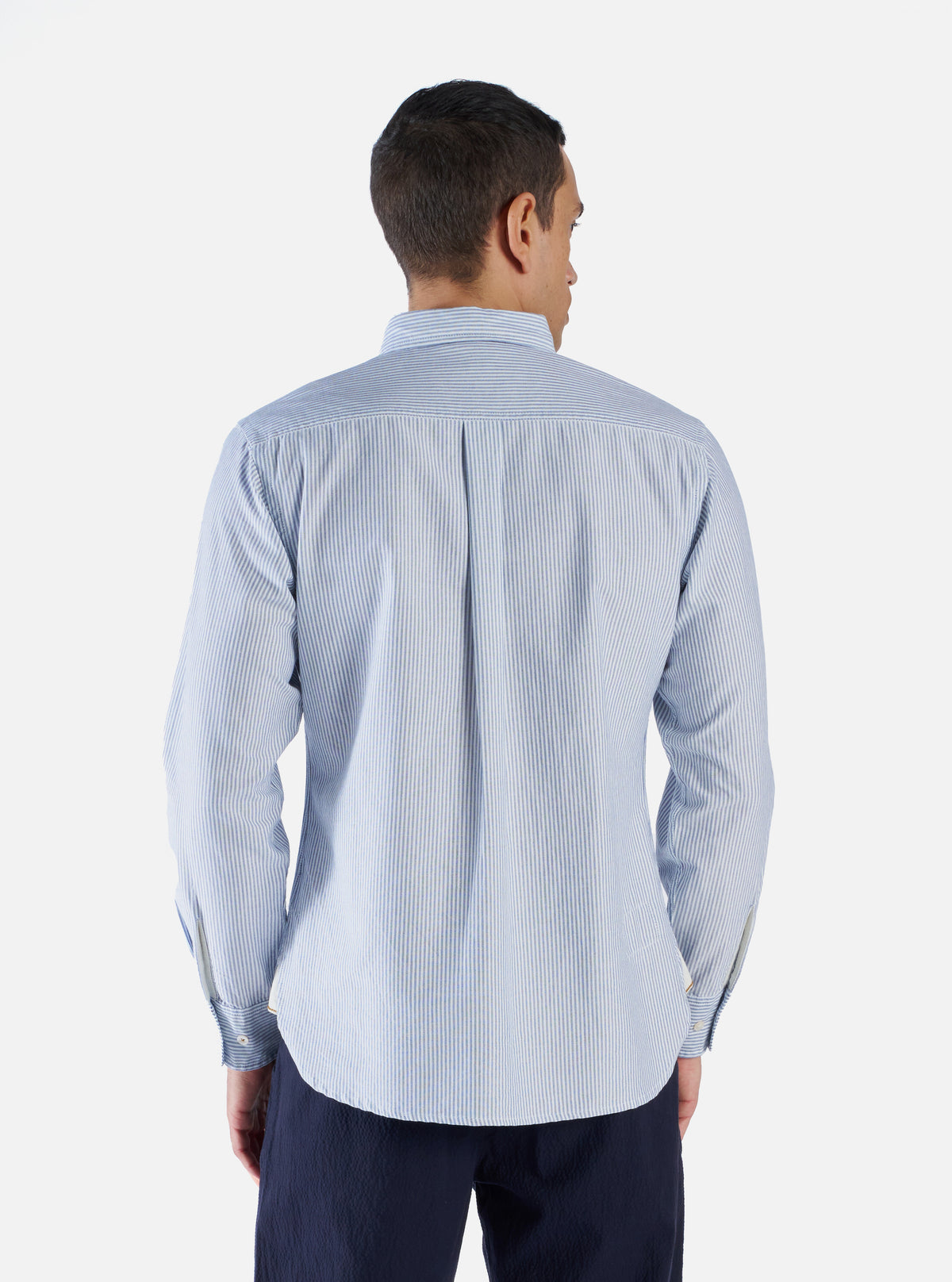 Universal Works Daybrook Shirt in Blue Oxford Stripe