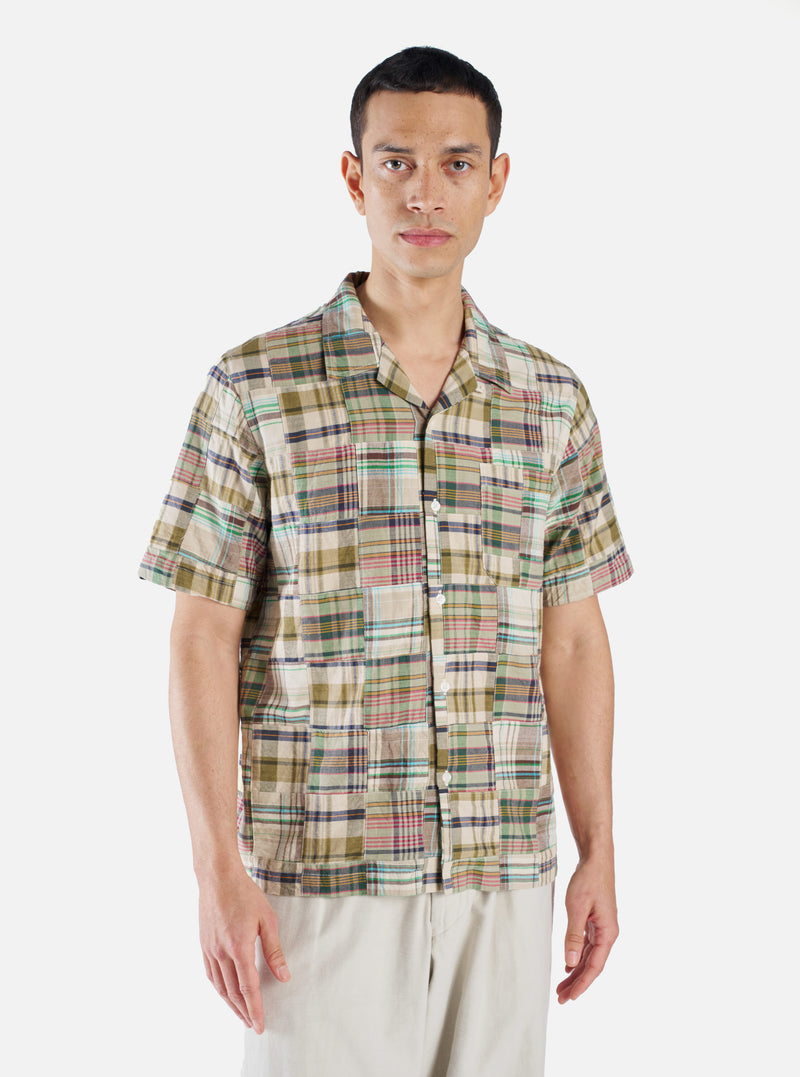 Universal Works Road Shirt in Sand Patchwork Check