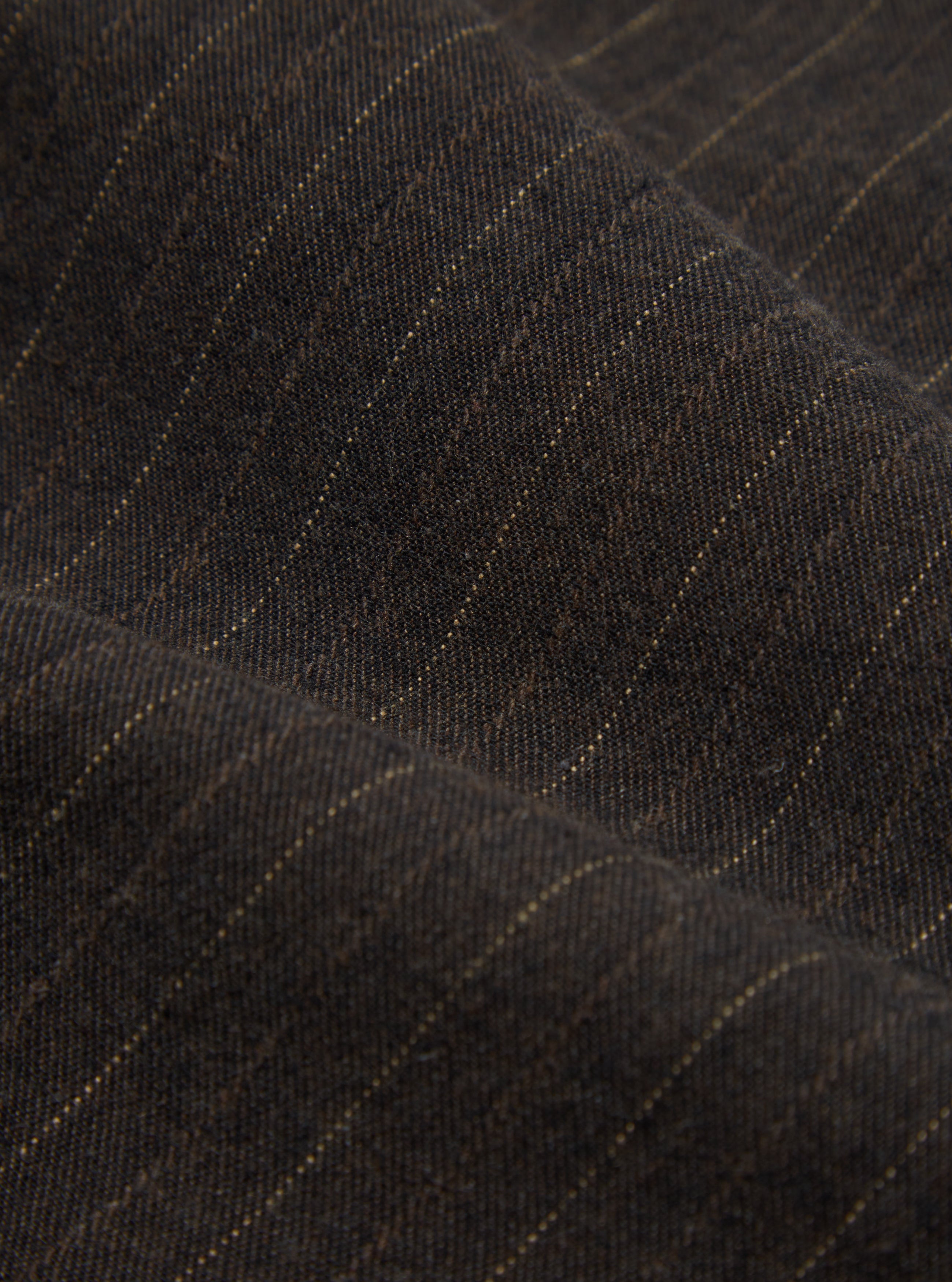 Universal Works Five Pocket Jacket in Brown Italian Pinstripe