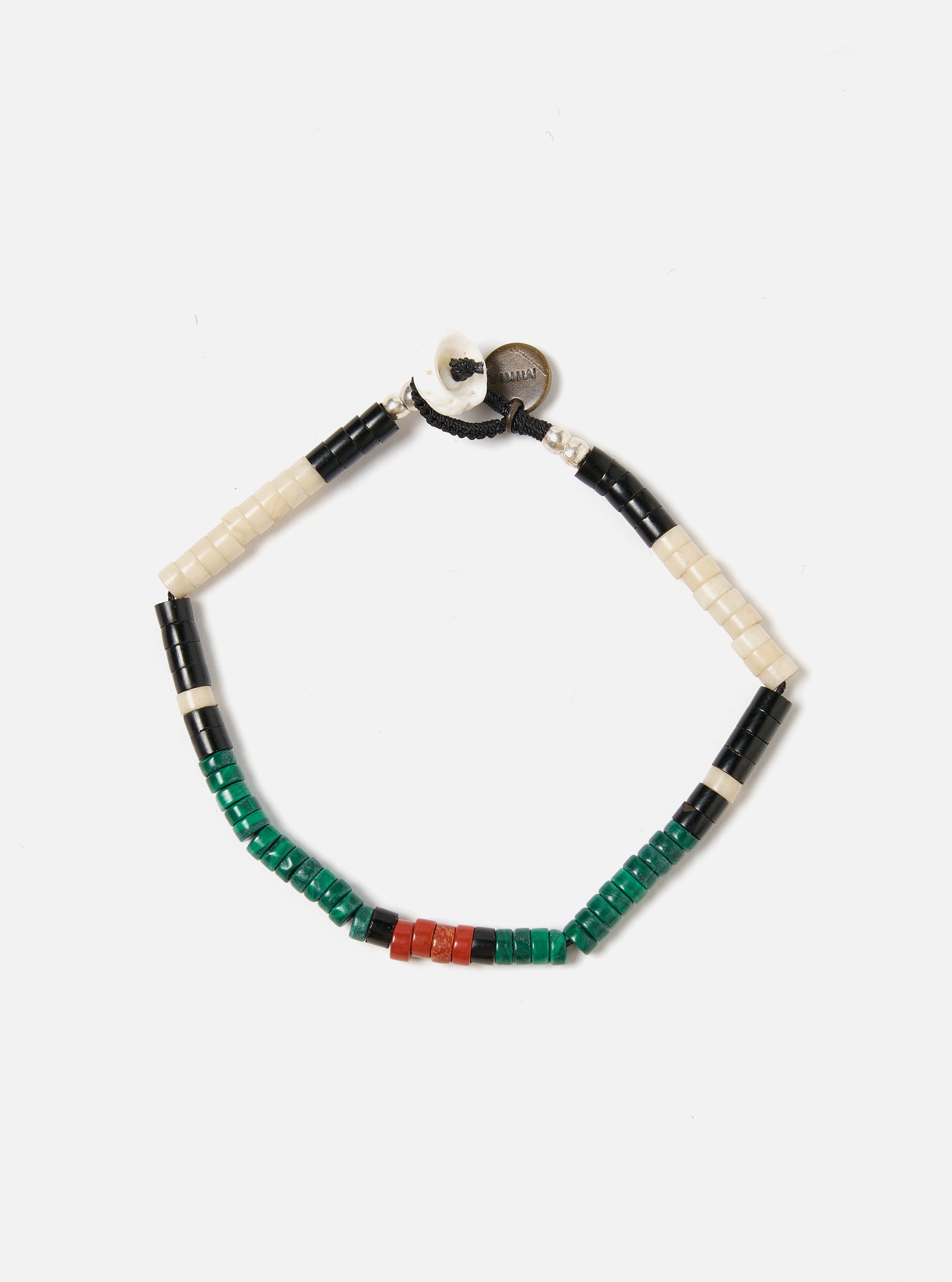 Mikia Bracelet Heishi Beads in Malachite/Jet