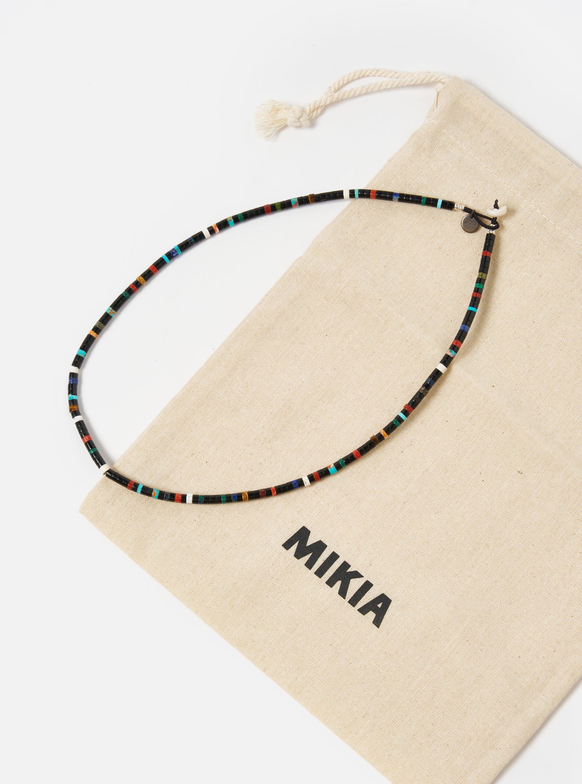 Mikia Necklace Heishi Beads in Jet/Multi