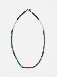 Mikia Necklace Heishi Beads in Malachite/Jet