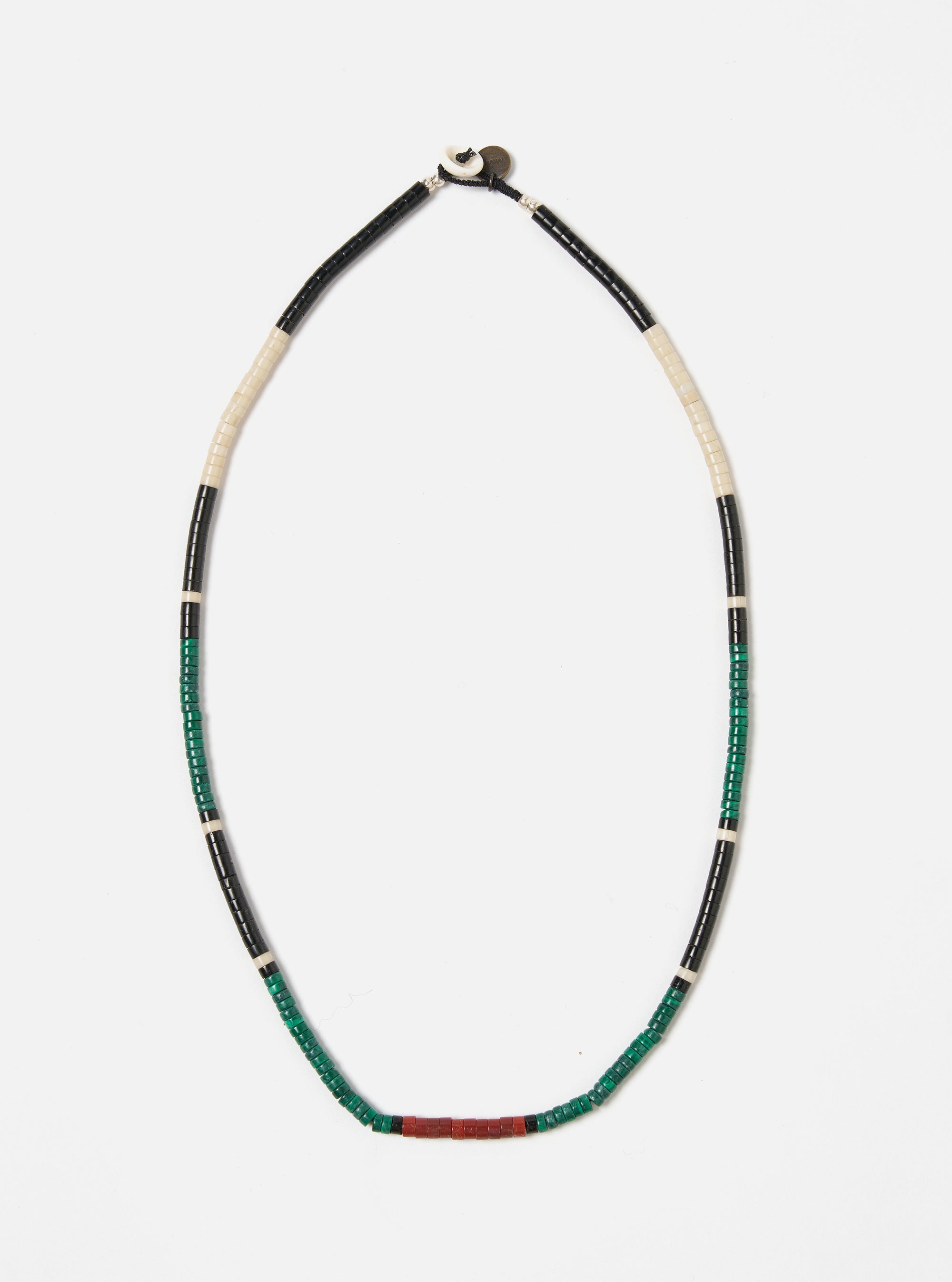 Mikia Necklace Heishi Beads in Malachite/Jet