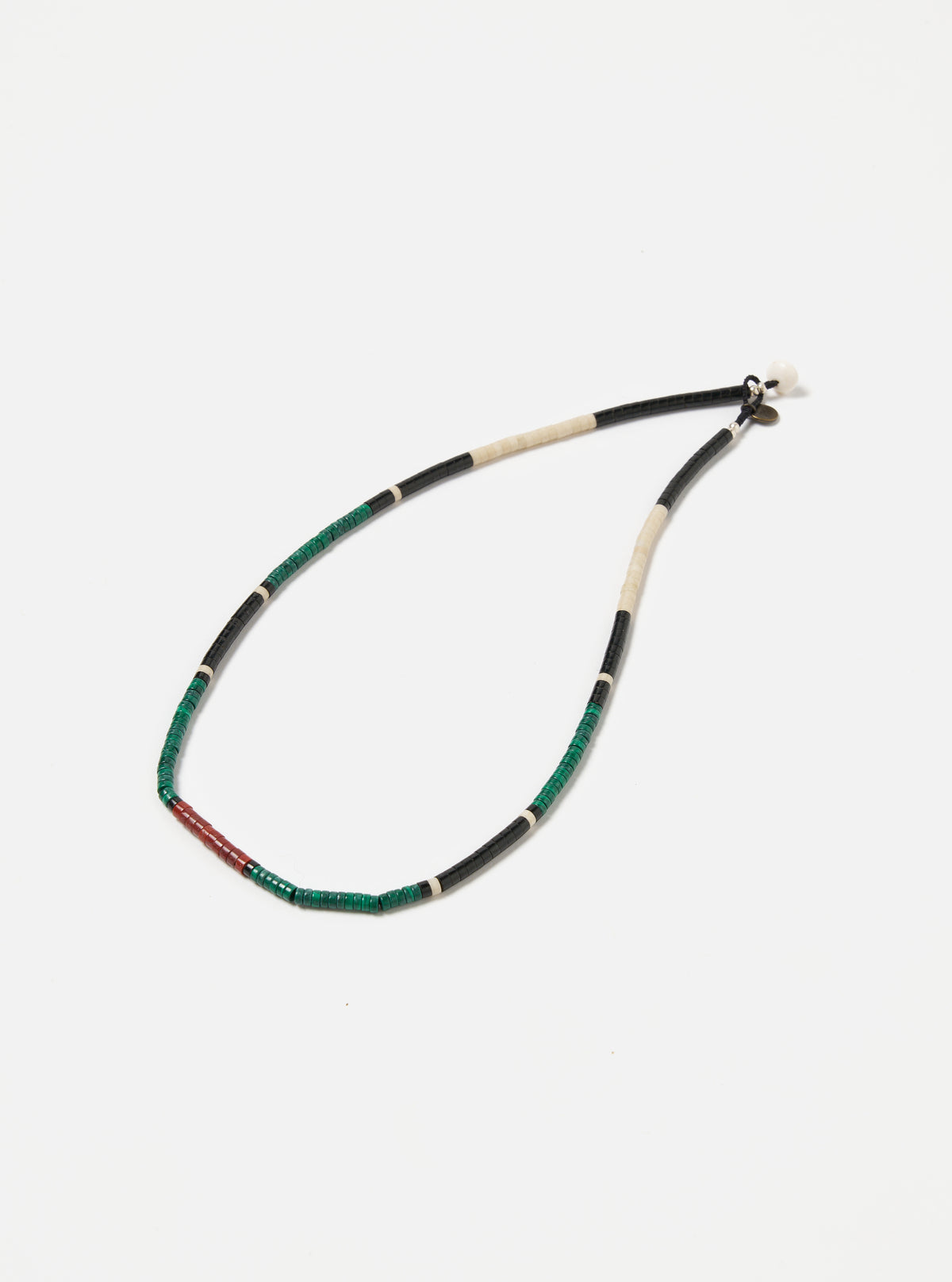 Mikia Necklace Heishi Beads in Malachite/Jet