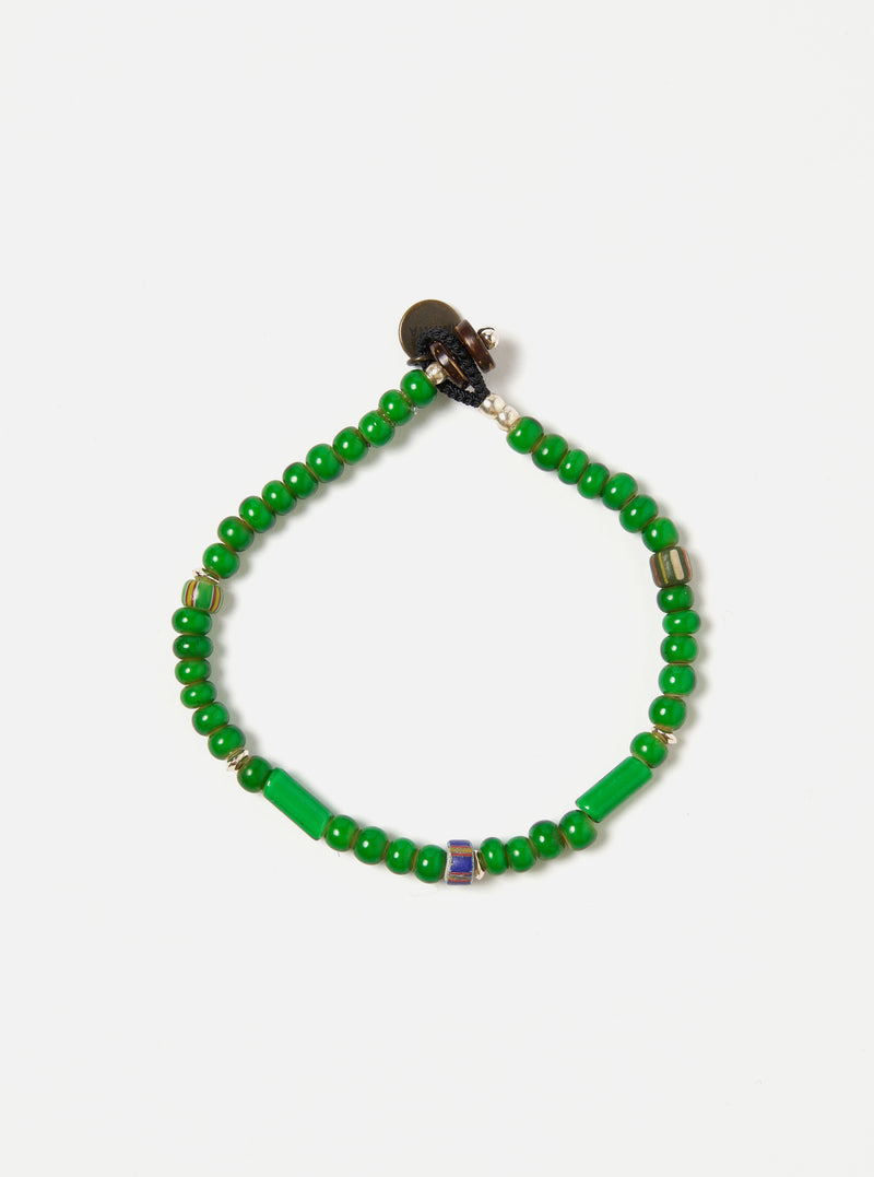 Mikia Bracelet in Green White Hearts