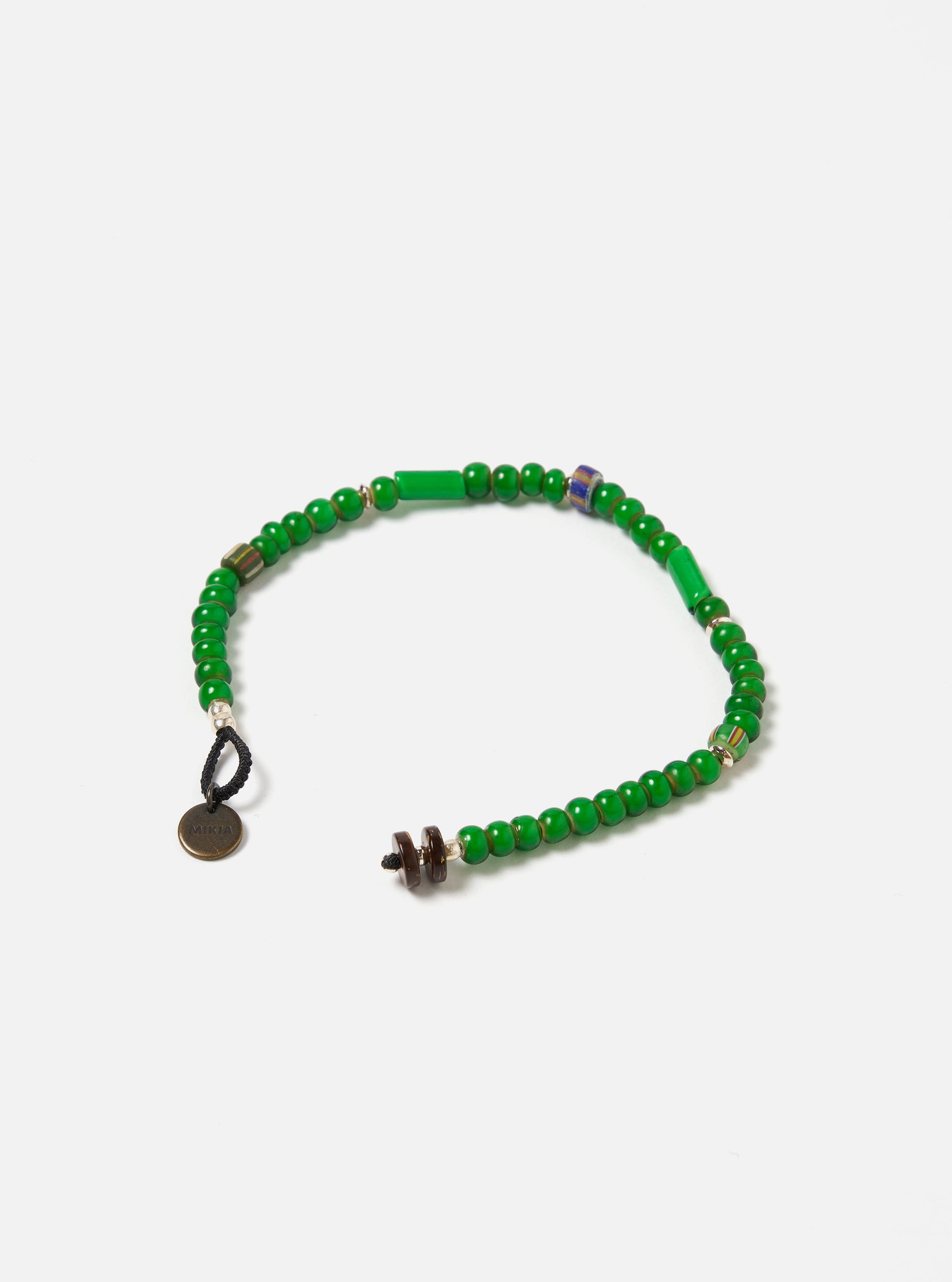 Mikia Bracelet in Green White Hearts