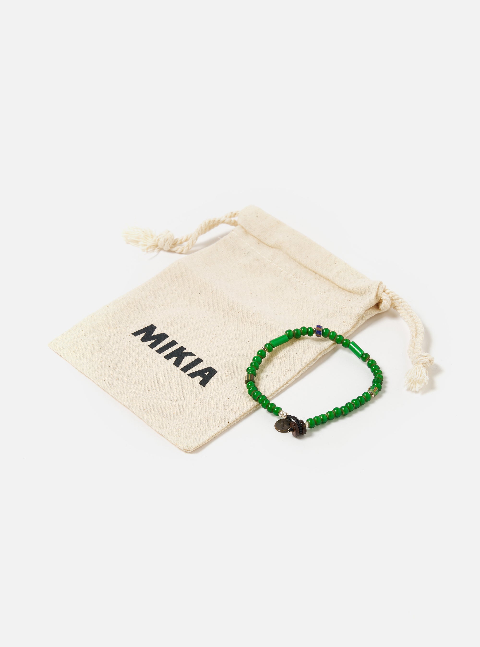 Mikia Bracelet in Green White Hearts