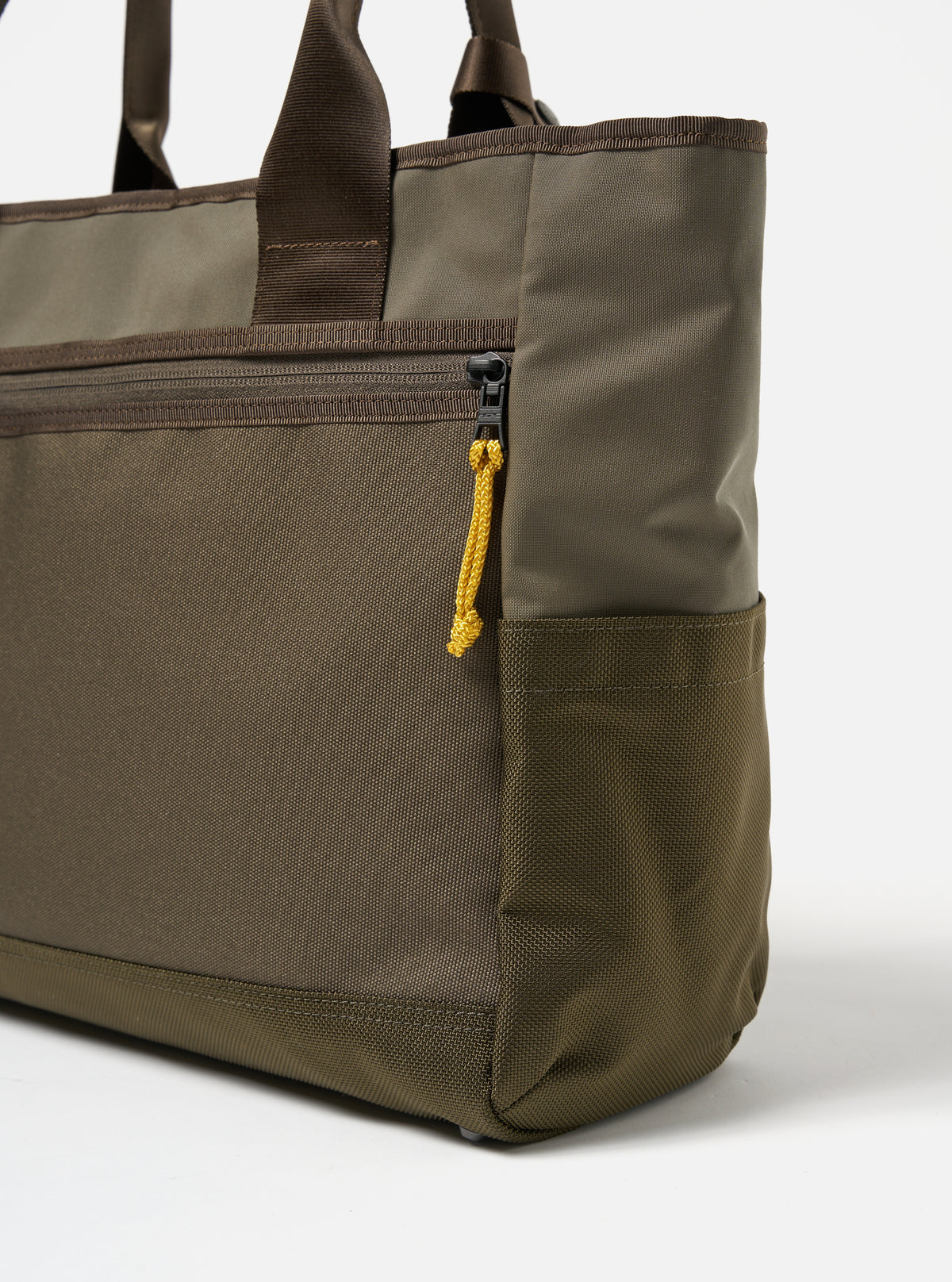 master-piece x Universal Works Tote Bag in Olive Recycled Tech Canvas