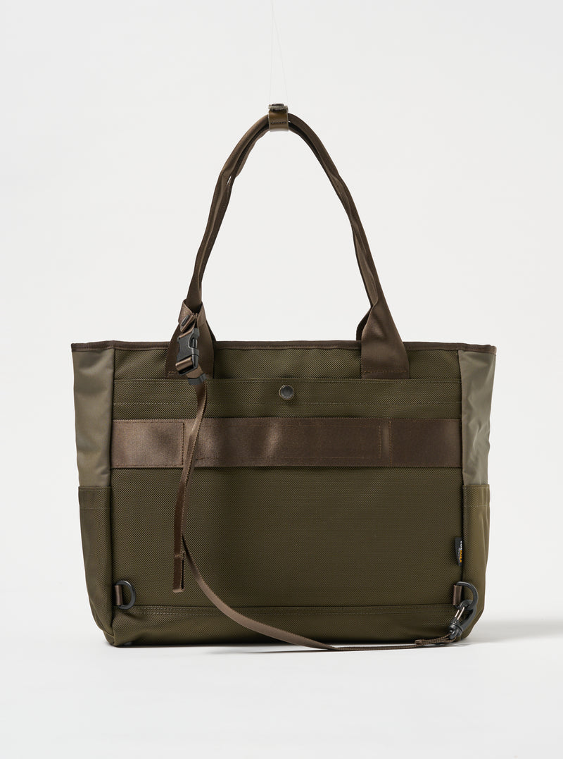 master-piece x Universal Works Tote Bag in Olive Recycled Tech Canvas