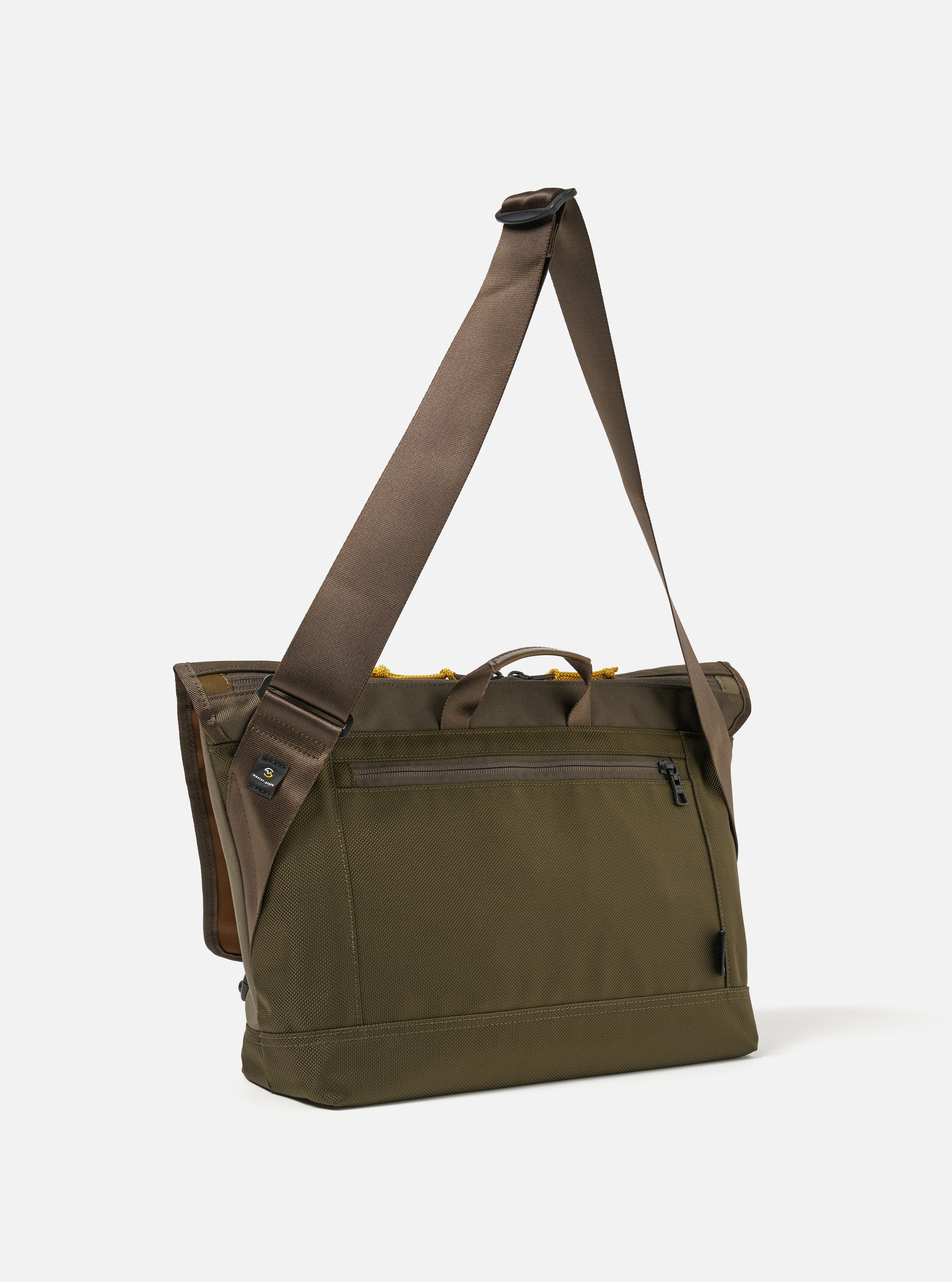 master-piece x Universal Works Courier Bag in Olive Recycled Tech Canvas