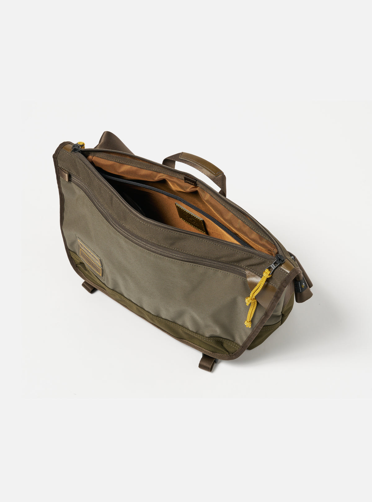 master-piece x Universal Works Courier Bag in Olive Recycled Tech Canvas