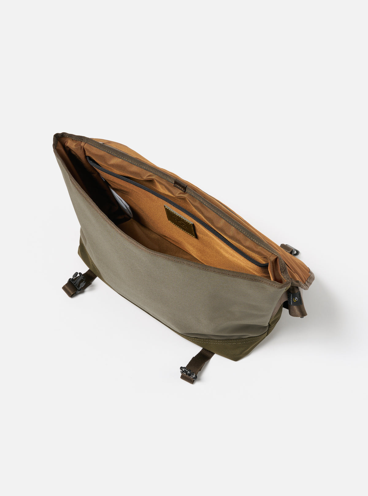 master-piece x Universal Works Courier Bag in Olive Recycled Tech Canvas