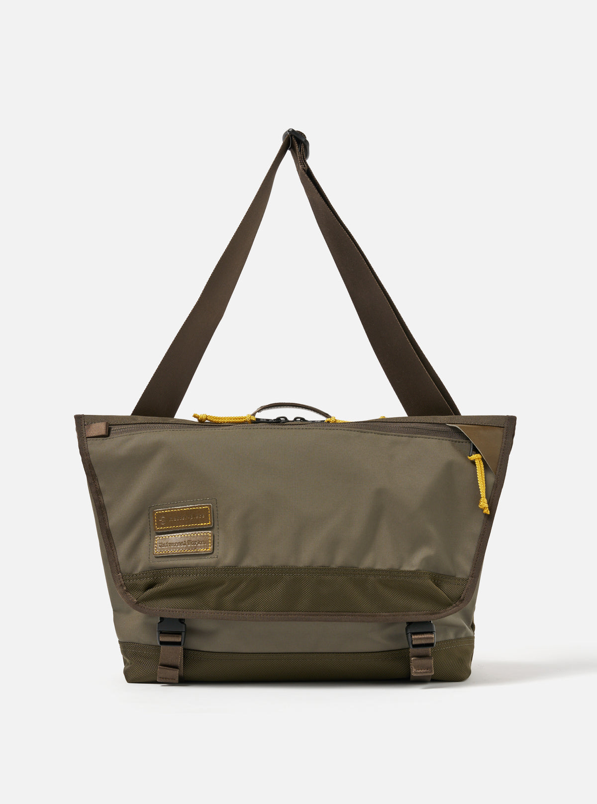 master-piece x Universal Works Courier Bag in Olive Recycled Tech Canvas