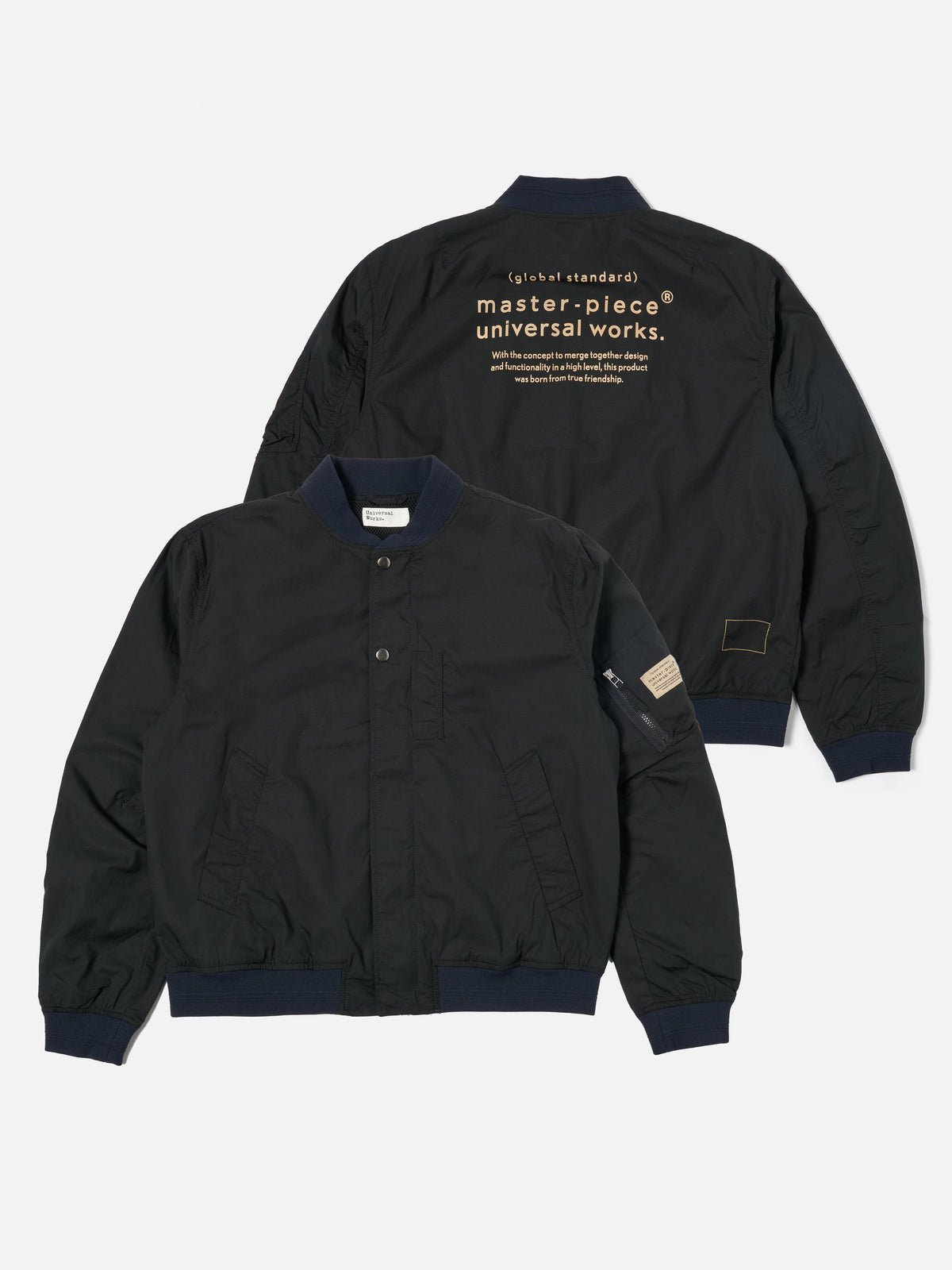 master-piece x Universal Works NS Bomber Jacket in Black Broadcloth