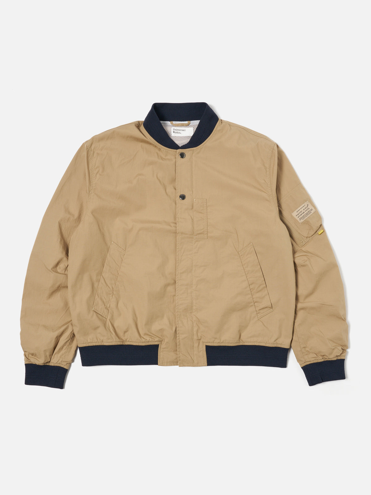 master-piece x Universal Works NS Bomber Jacket in Sand Broadcloth