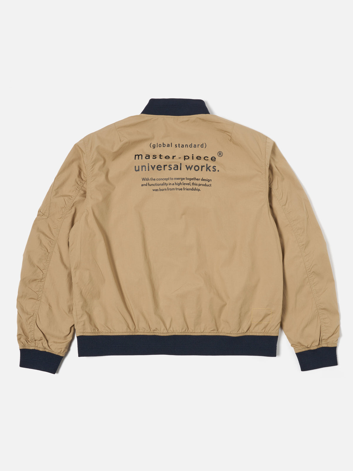 master-piece x Universal Works NS Bomber Jacket in Sand Broadcloth