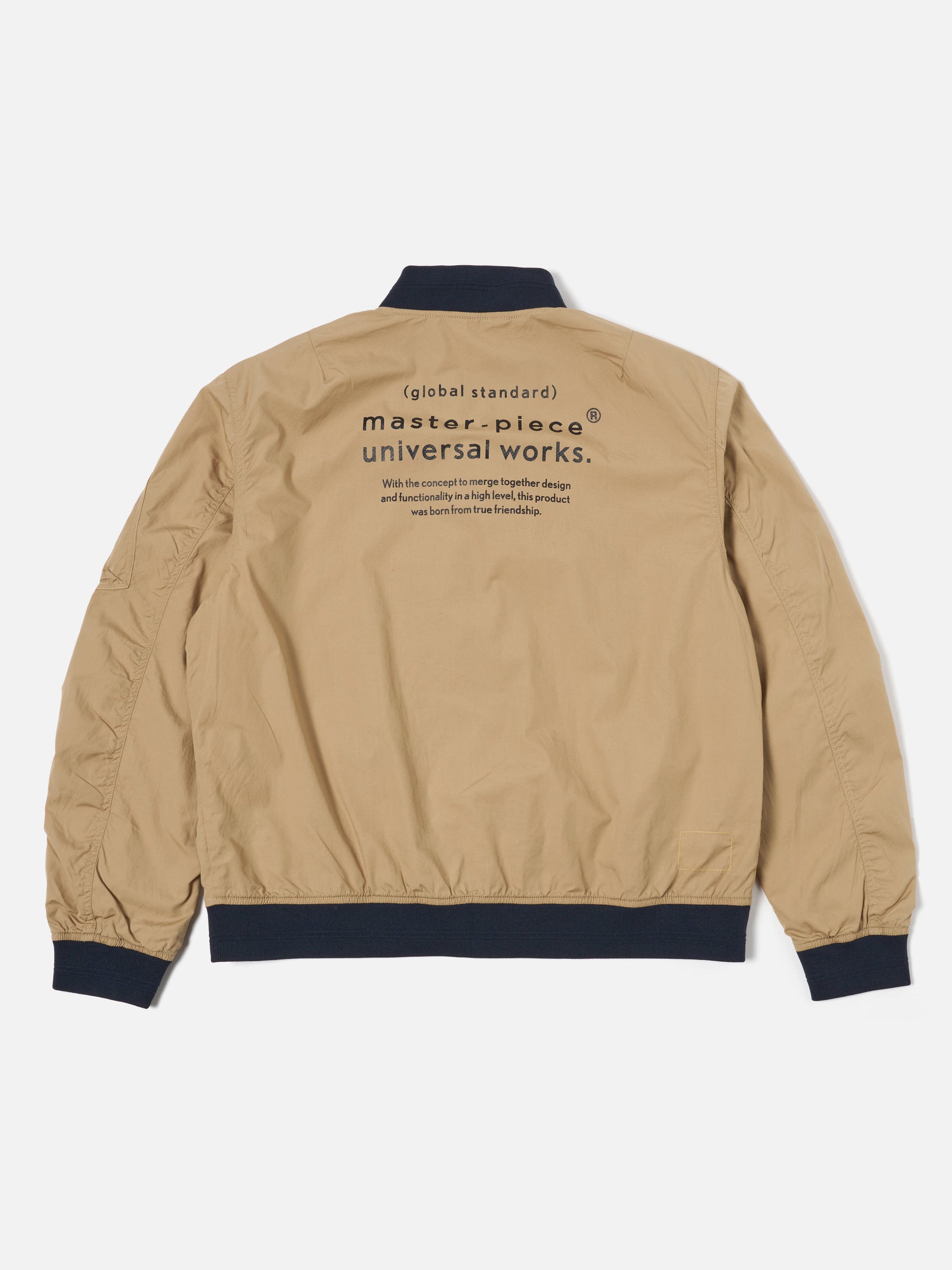 master-piece x Universal Works NS Bomber Jacket in Sand Broadcloth