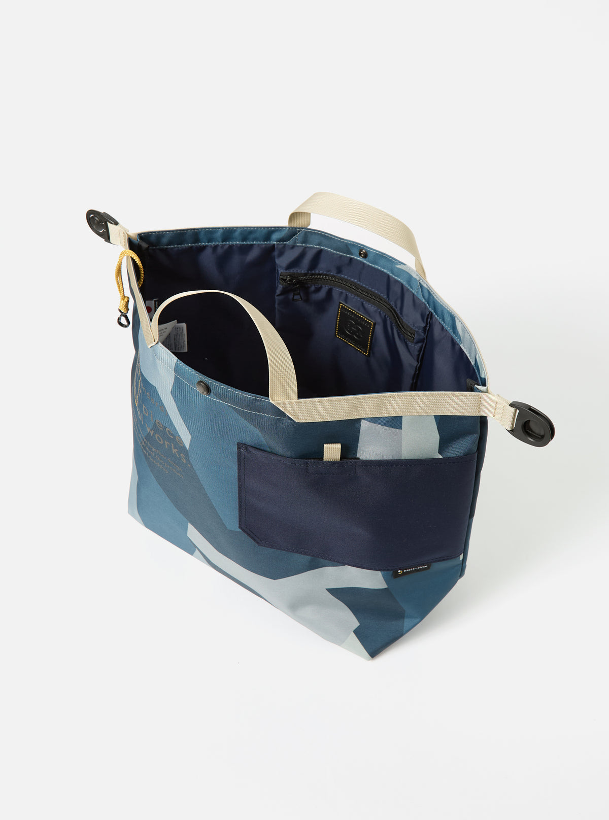 master-piece x Universal Works Large Tote Bag in Blue Camo Recycled Tech Canvas