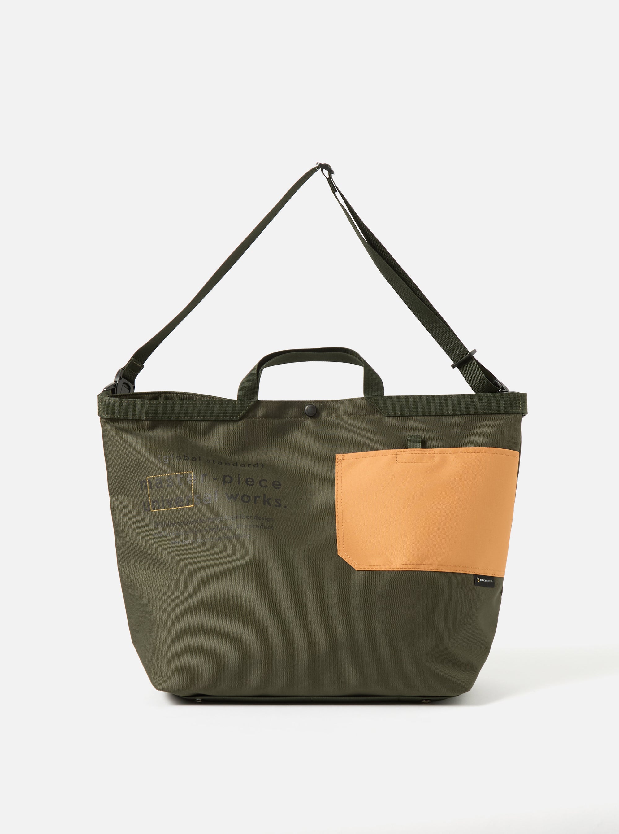 master-piece x Universal Works Large Tote Bag in Olive Recycled Tech Canvas