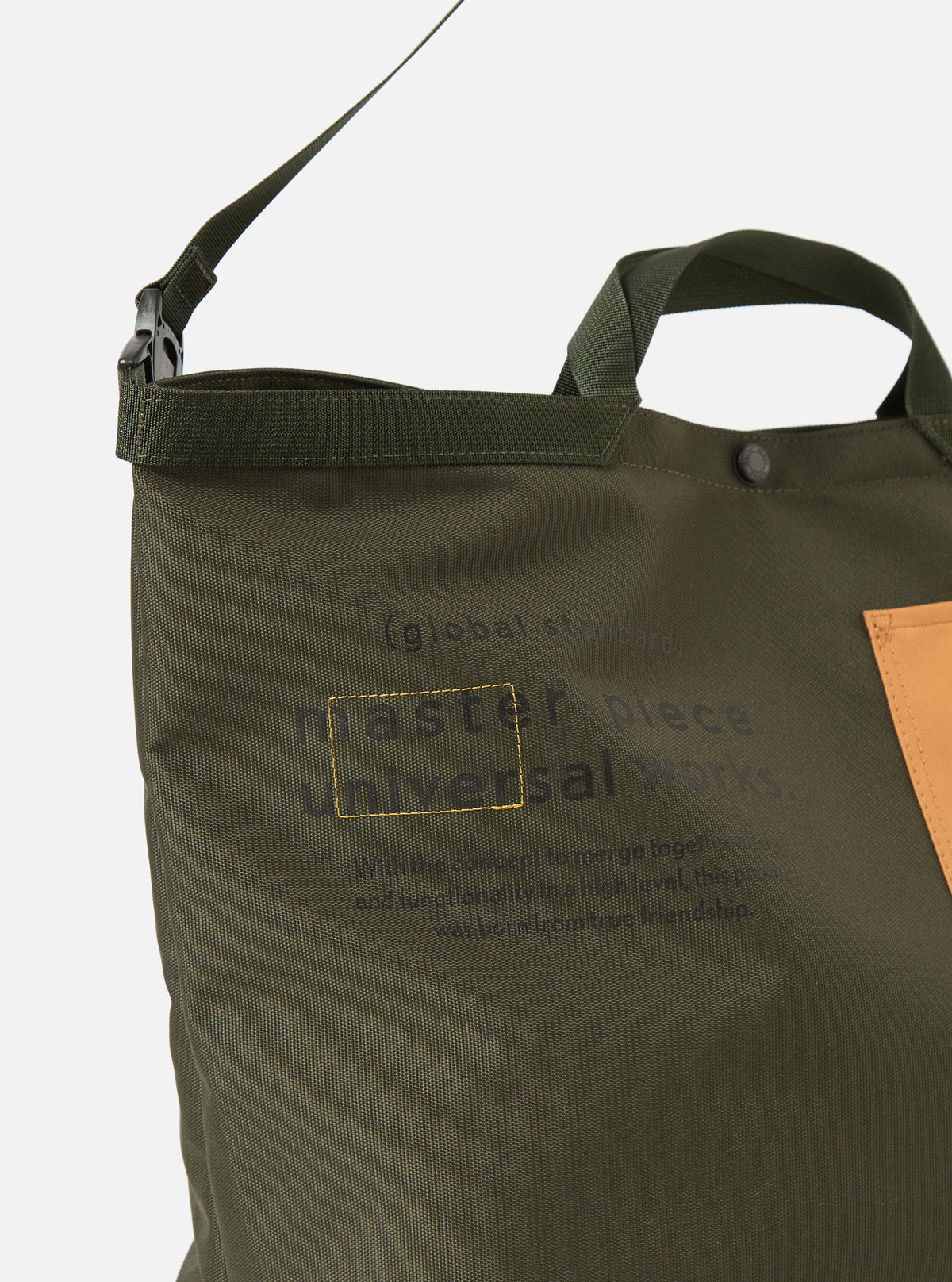 master-piece x Universal Works Large Tote Bag in Olive Recycled Tech Canvas