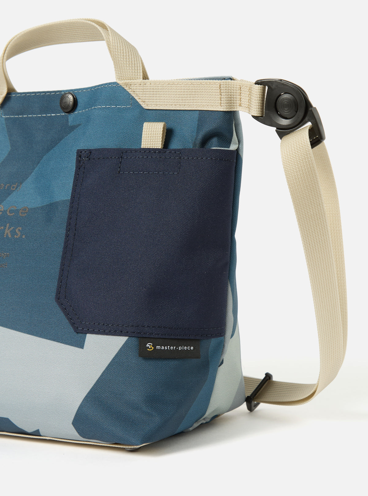 master-piece x Universal Works Small Tote Bag in Blue Camo Recycled Tech Canvas