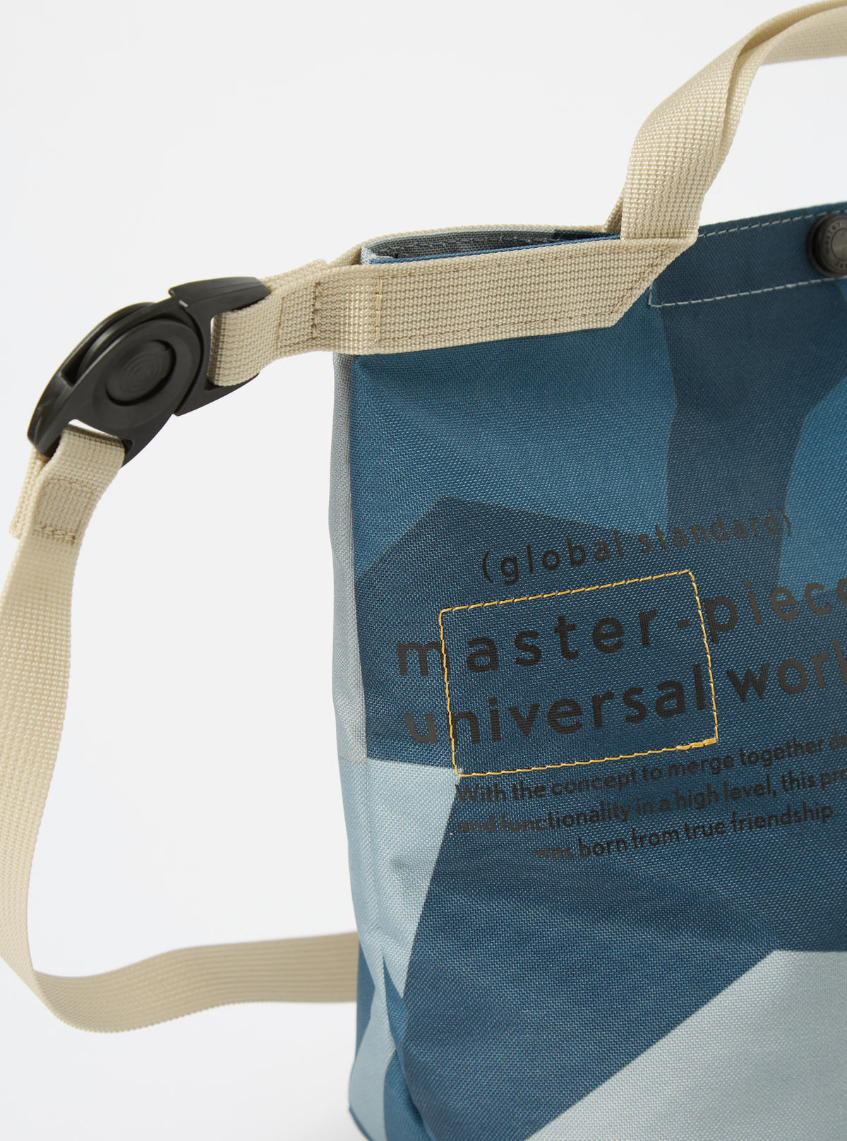 master-piece x Universal Works Small Tote Bag in Blue Camo Recycled Tech Canvas