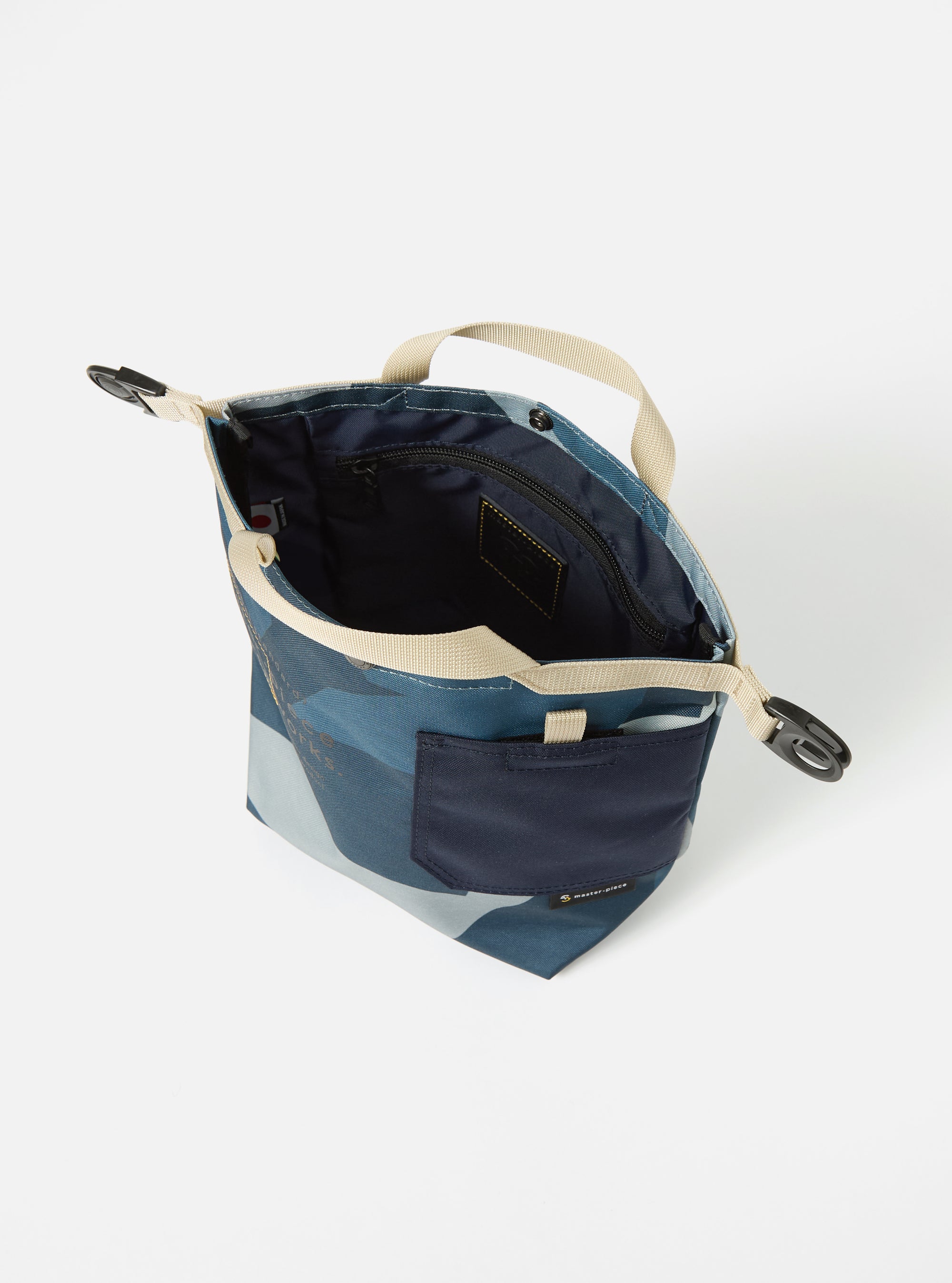 master-piece x Universal Works Small Tote Bag in Blue Camo Recycled Tech Canvas