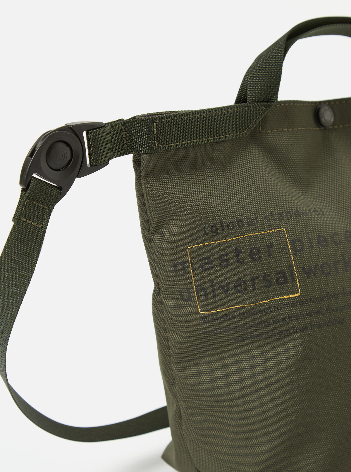 master-piece x Universal Works Small Tote Bag in Olive Recycled Tech Canvas