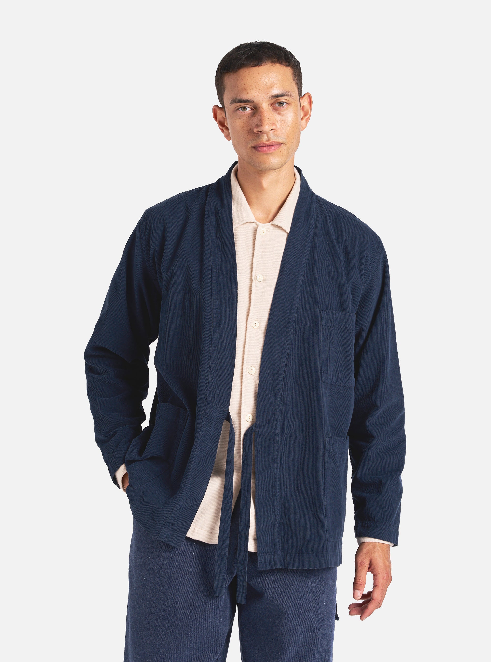 Universal Works Kyoto Work Jacket in Navy Fine Cord