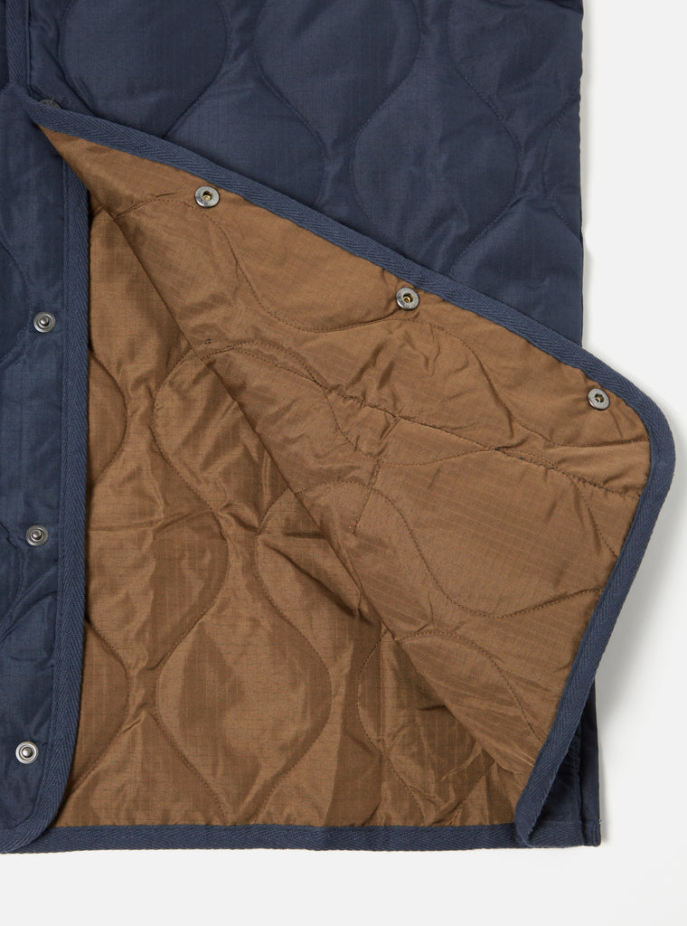 Taion Military Crew Neck Down Vest in Dark Navy Ripstop
