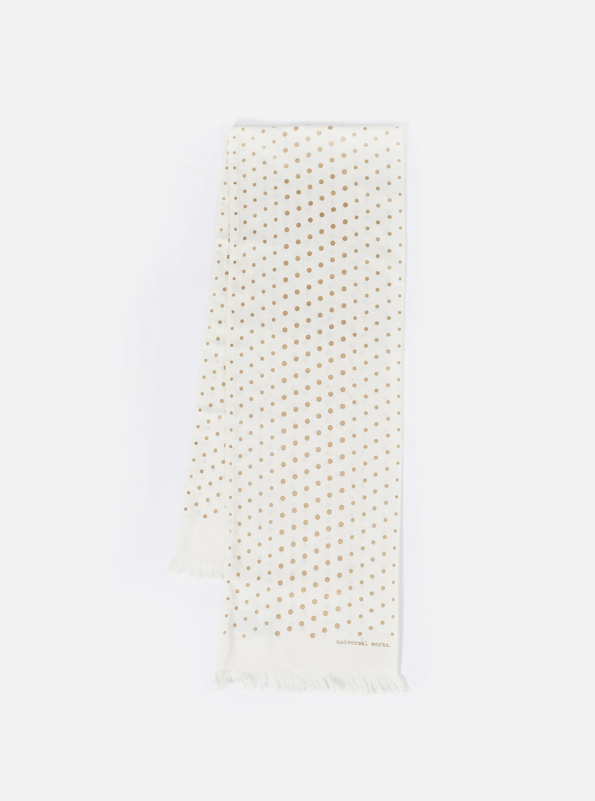 Universal Works Short Scarf in Ecru/Gold Dot Print