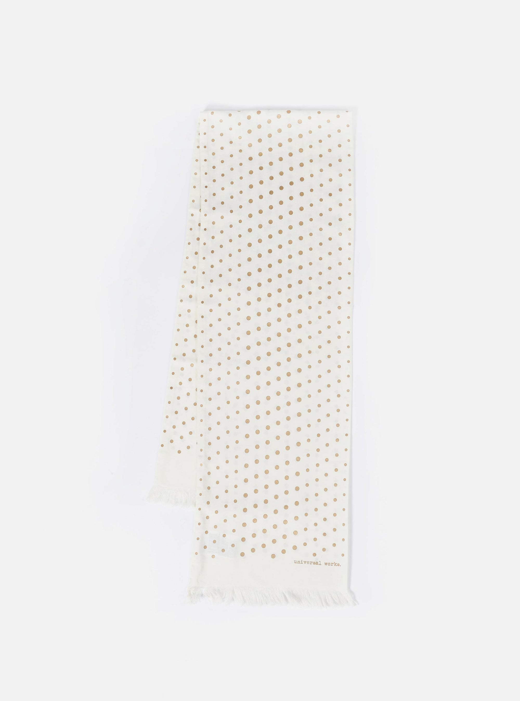 Universal Works Short Scarf in Ecru/Gold Dot Print