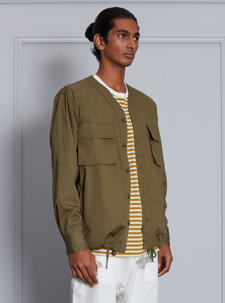 Universal Works Parachute Shirt in Olive Fine Twill