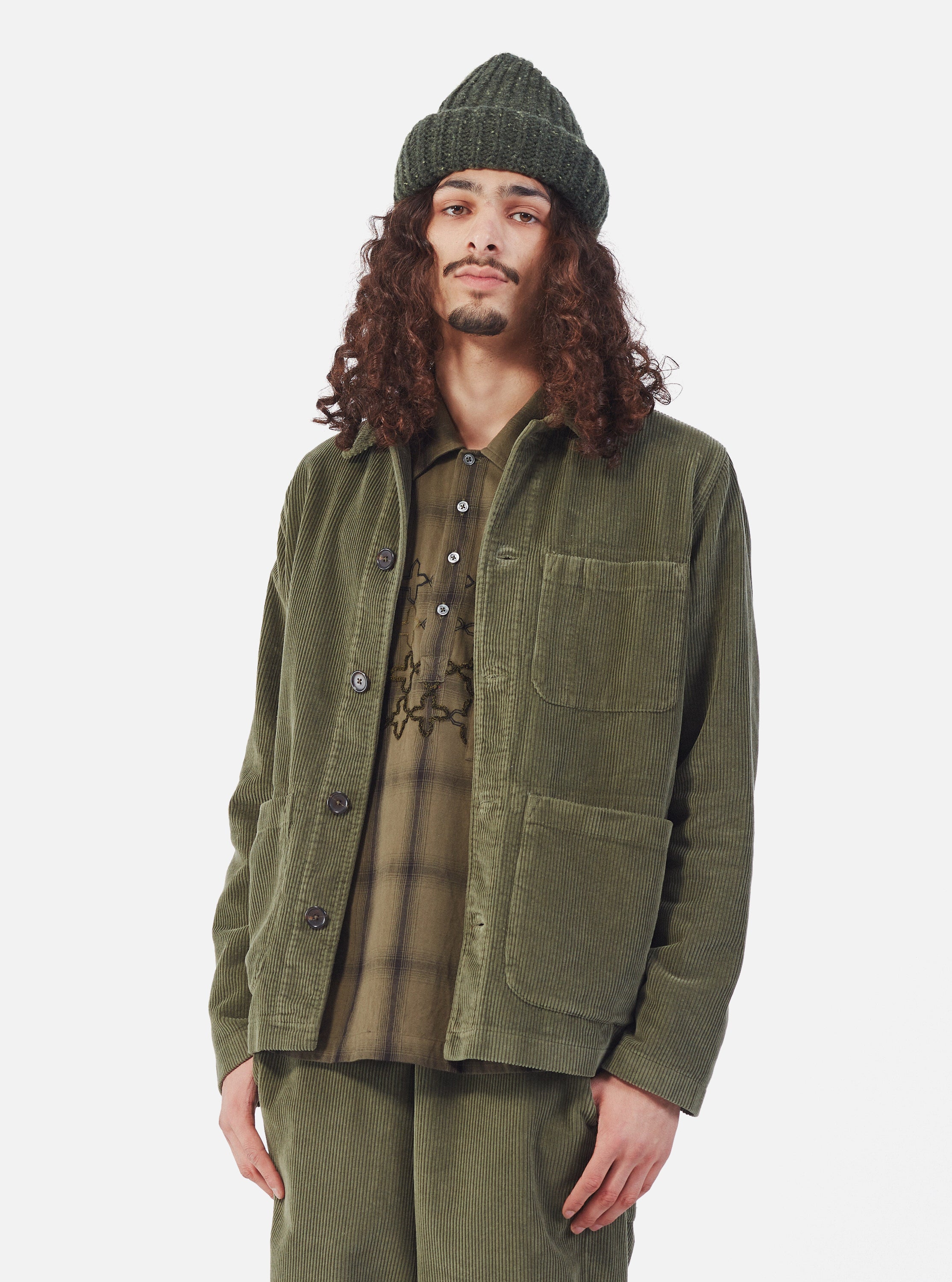 Universal Works Field Jacket in Olive 6 Wale Corduroy