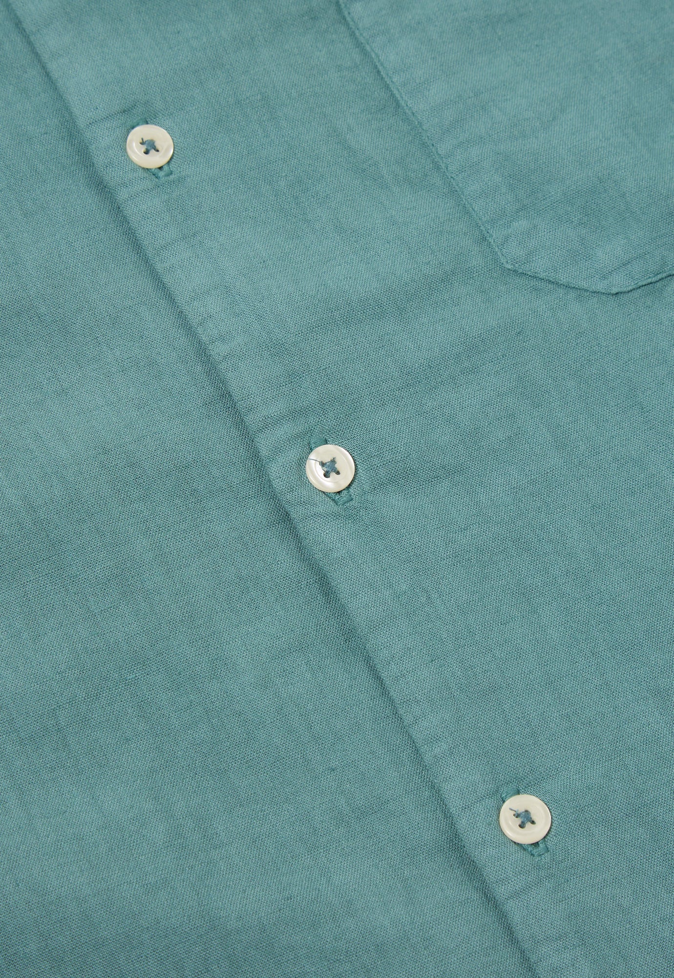 Universal Works Road Shirt in Sea Blue Linen Cotton Shirting