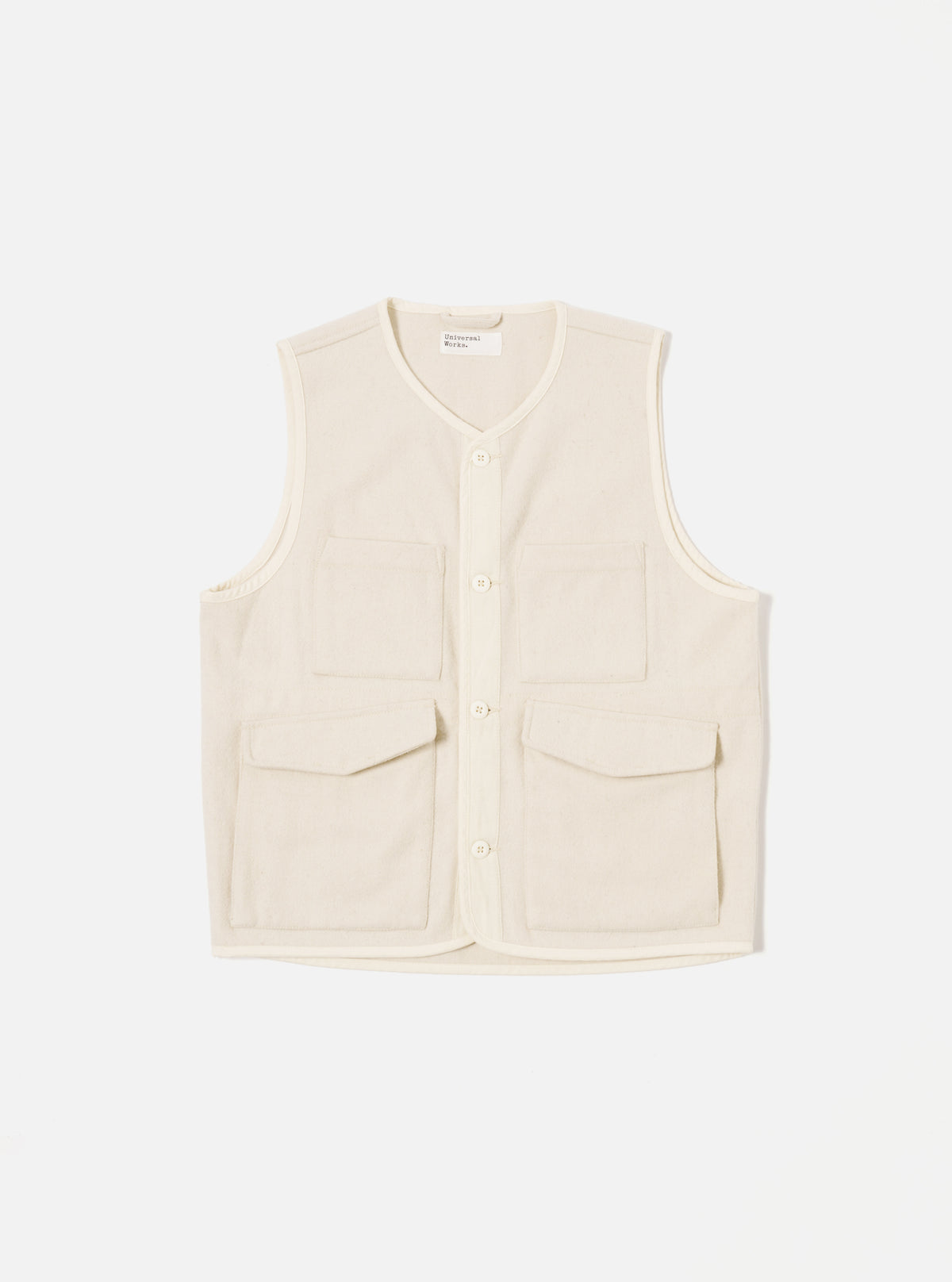 Universal Works 4 Pocket Gilet in Ecru Marl Mowbray