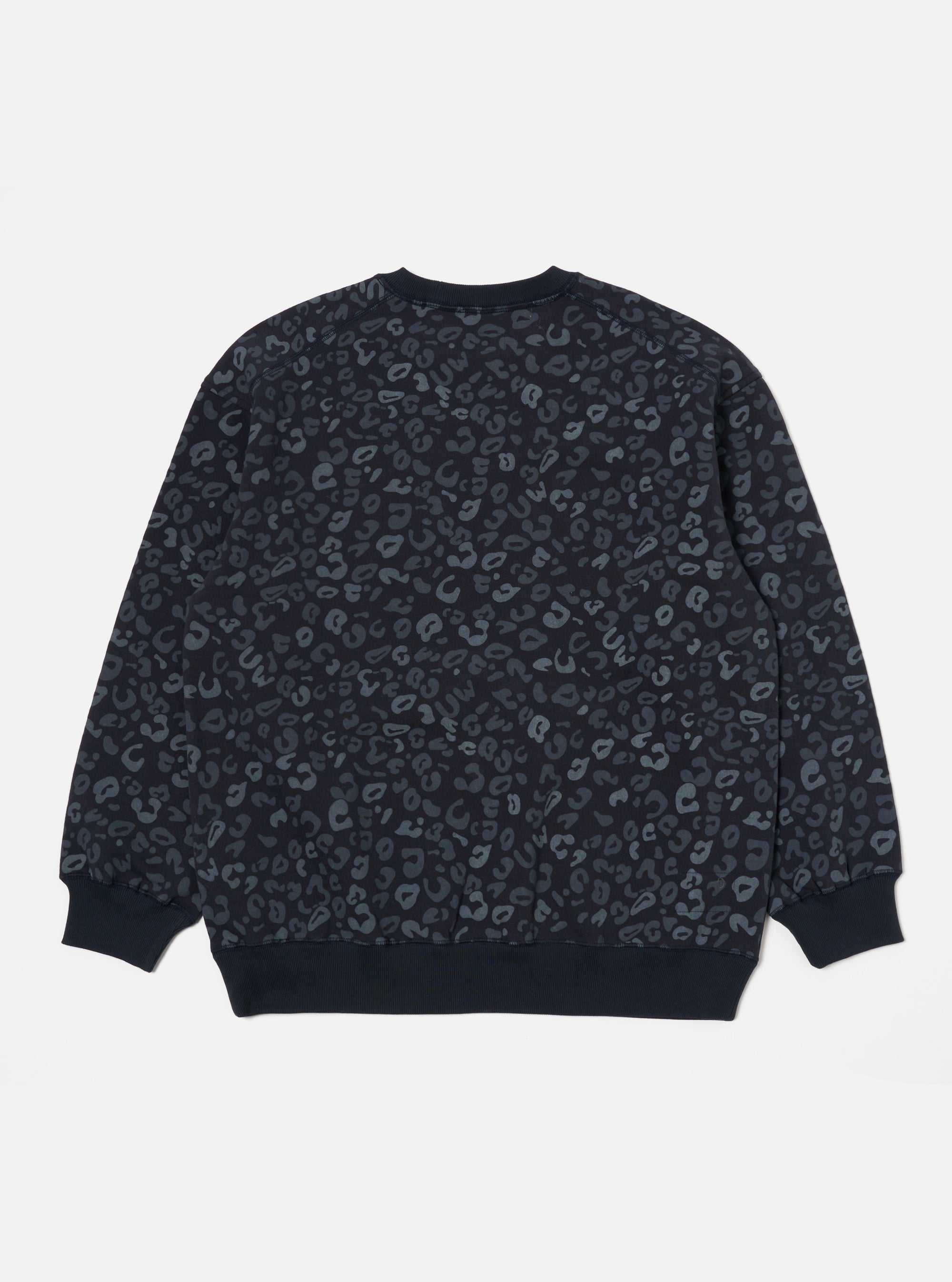 Universal Works Loose Sweatshirt in Navy Leopard Brush Back