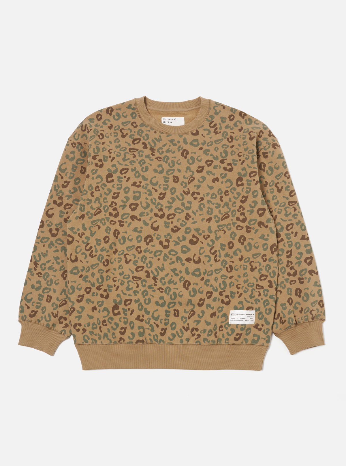 Universal Works Loose Sweatshirt in Sand Leopard Brush Back