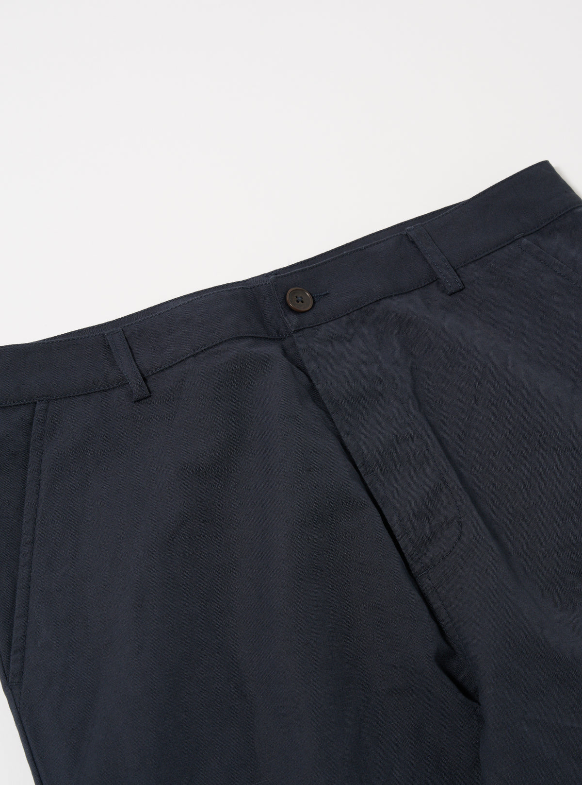 Universal Works Military Chino in Navy Linen Slub Weave