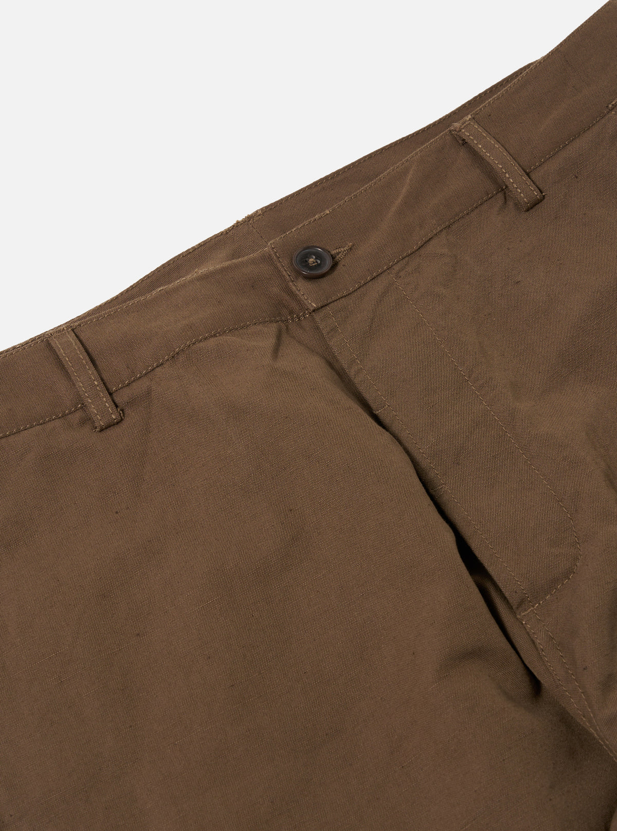 Universal Works Military Chino in Khaki Linen Slub Weave