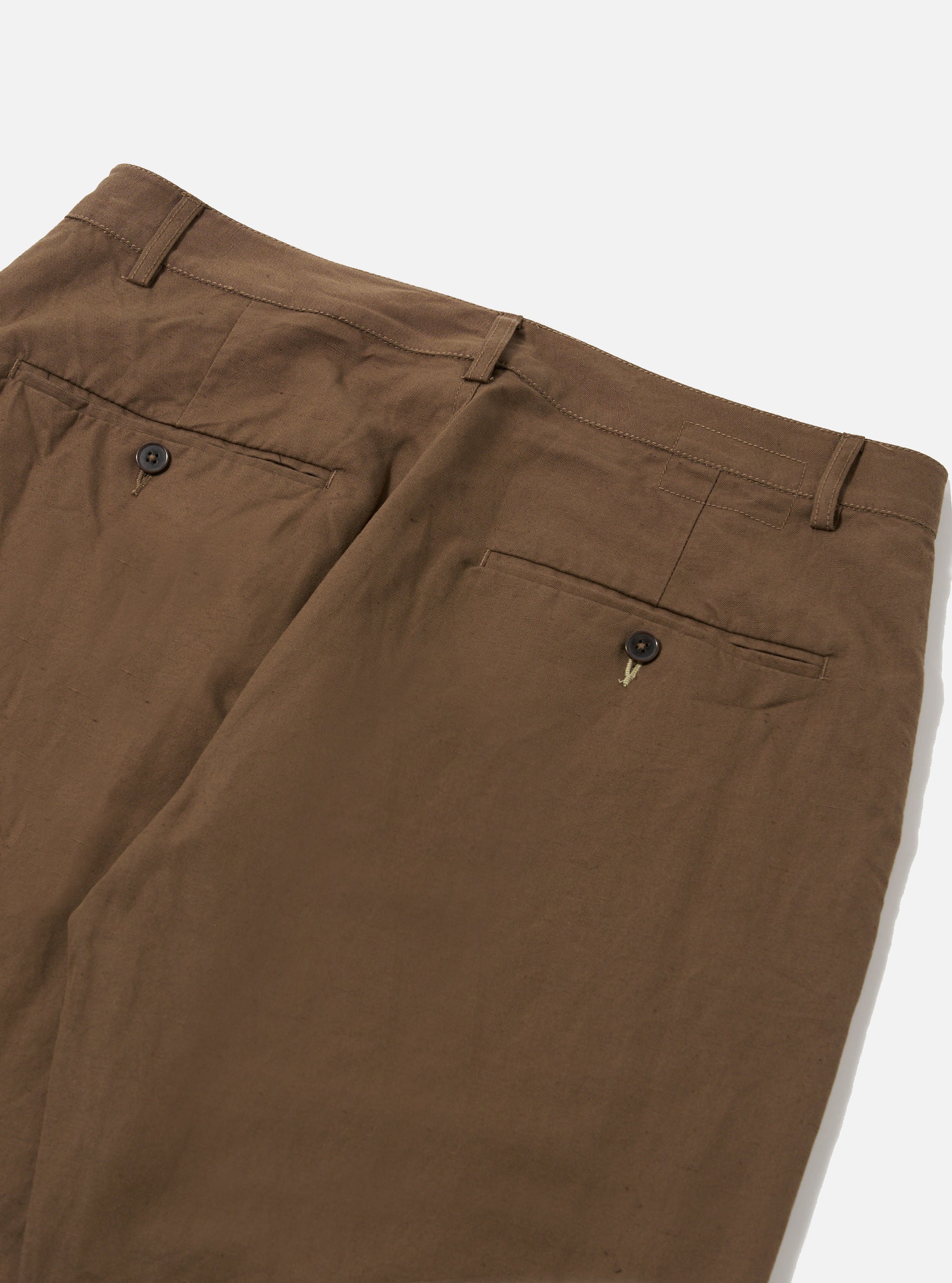 Universal Works Military Chino in Khaki Linen Slub Weave