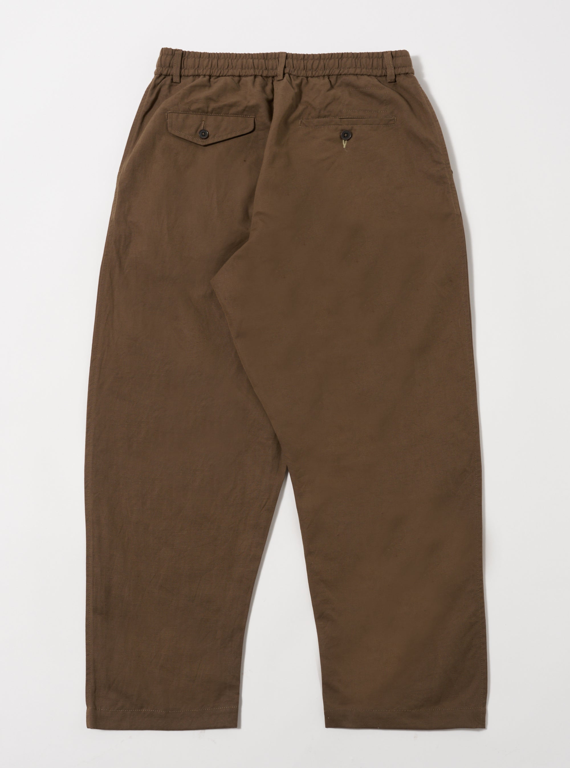 Universal Works Oxford Pant in Khaki Linen Slub Weave