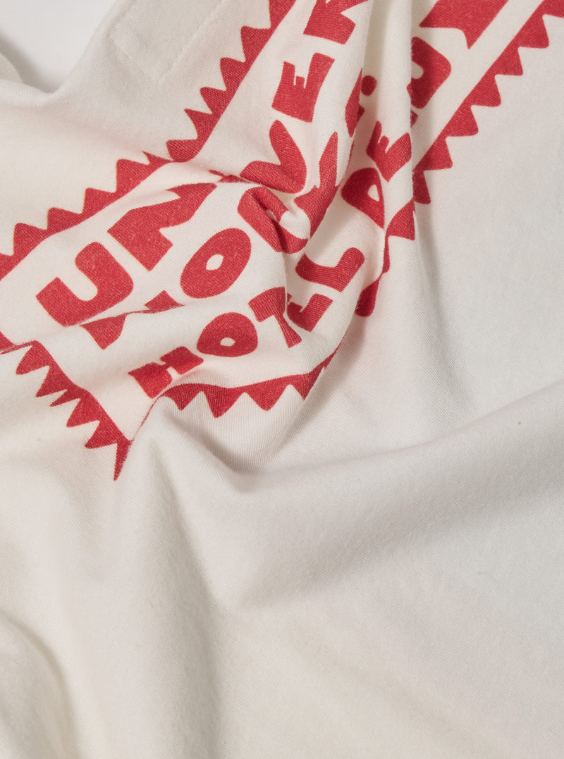 Universal Works Print Tee in Ecru/Red Single Jersey Pickup